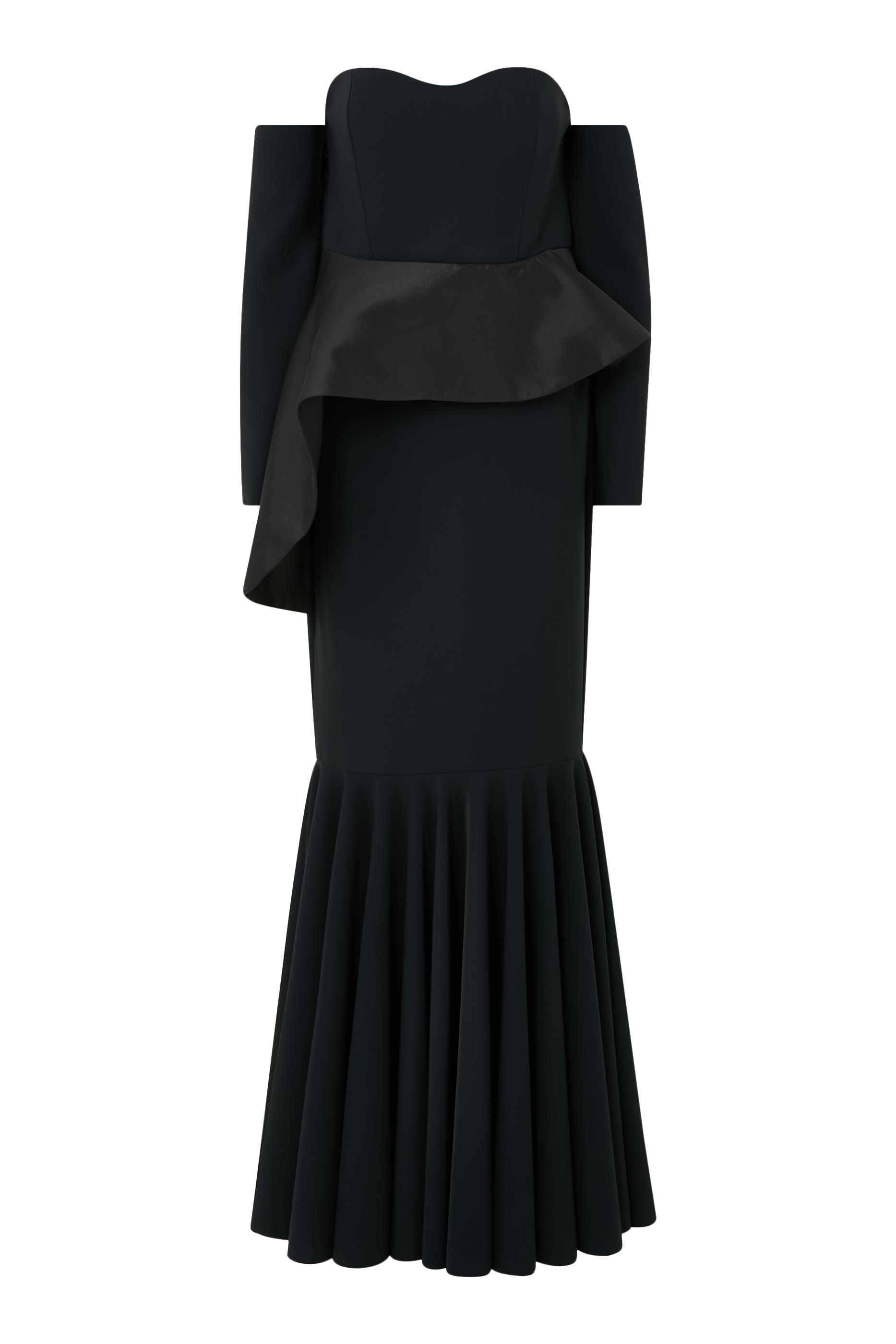 فستان سهرة بلا حمالات بأكمام كاب