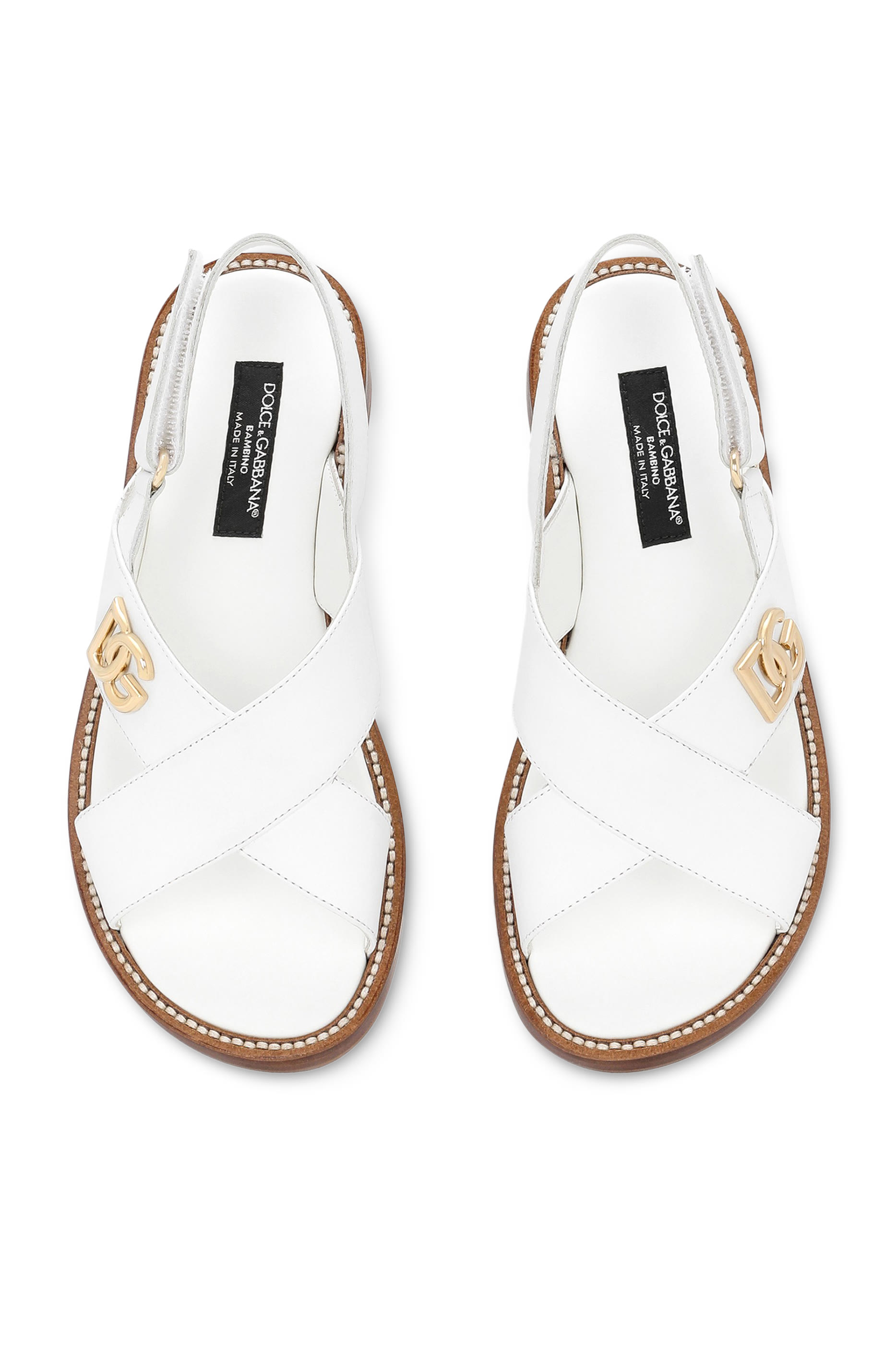 صندل بشعار الماركة جلد عجل للأطفال