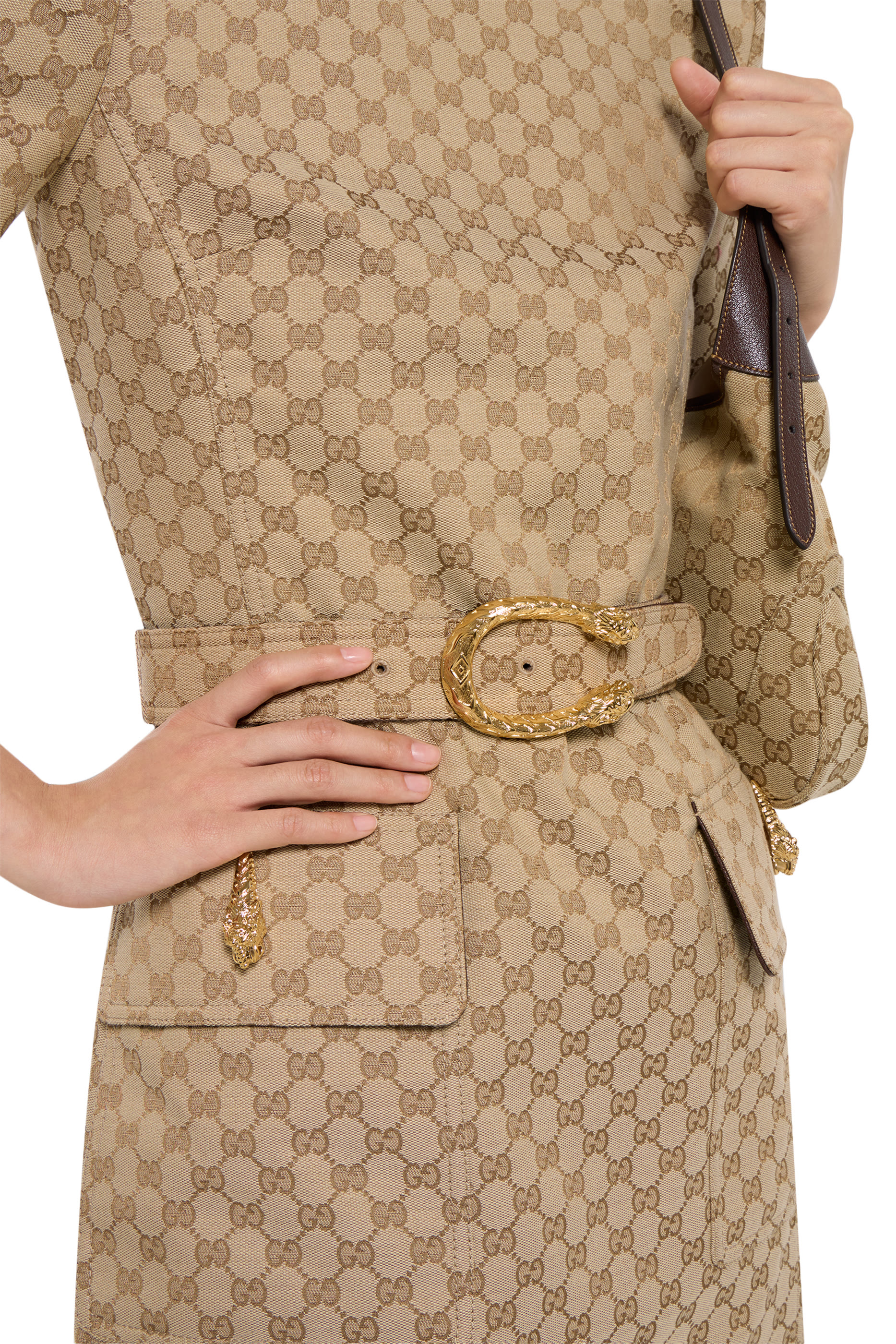 فستان قماش قنب قطن بنقشة حرفي شعار الماركة