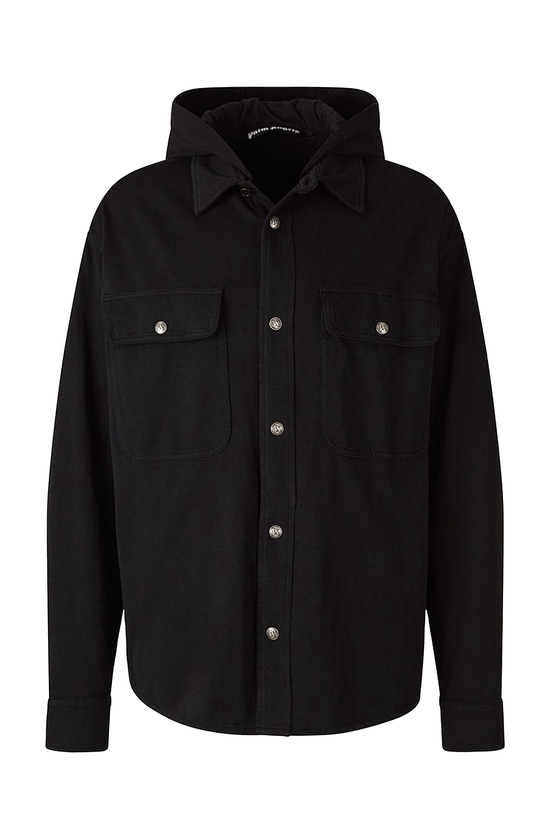 قميص بنمط جاكيت بغطاء رأس وشعار الماركة الكلاسيكي