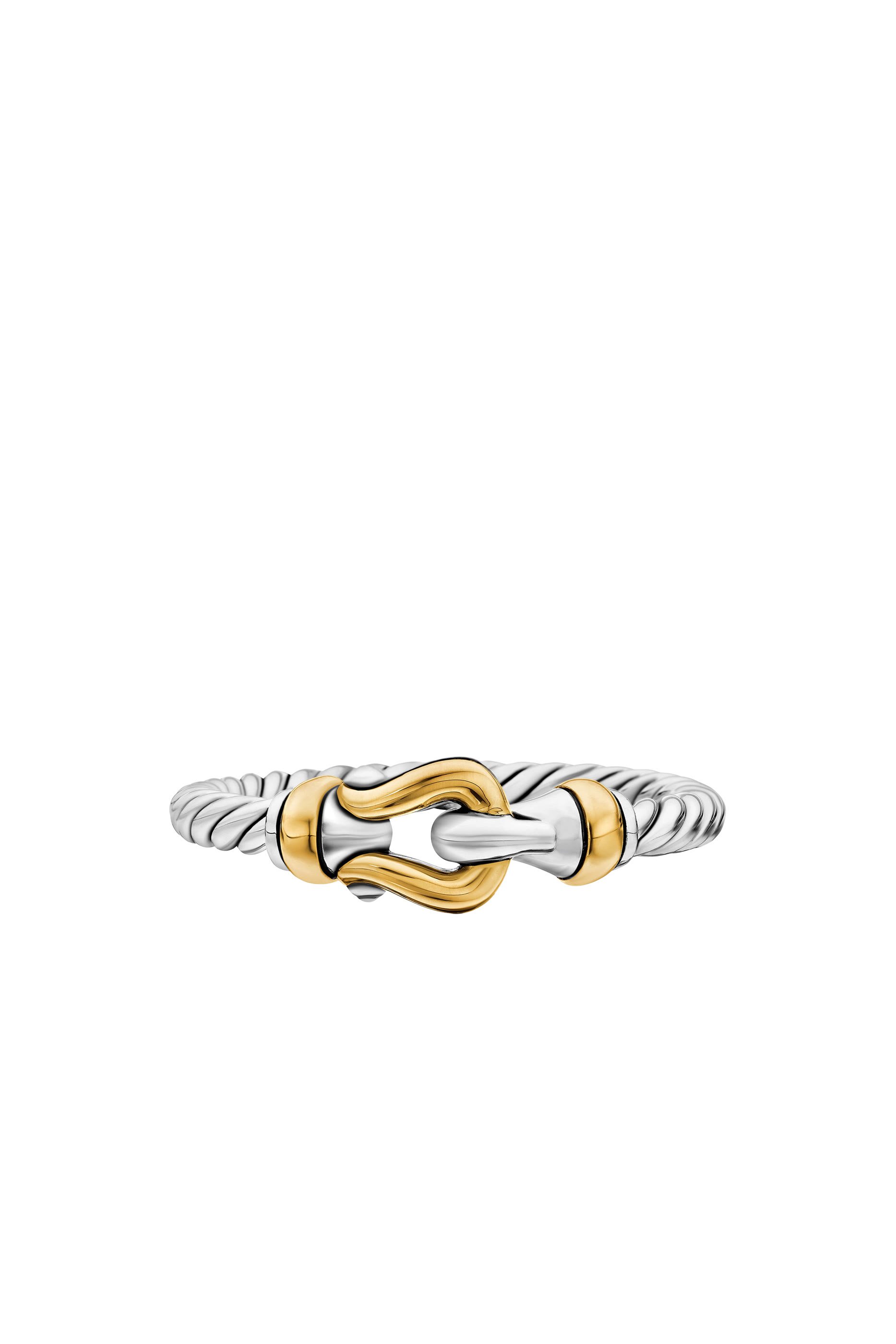 Petite Buckle Ring, 18k Yellow Gold & Sterling Silver