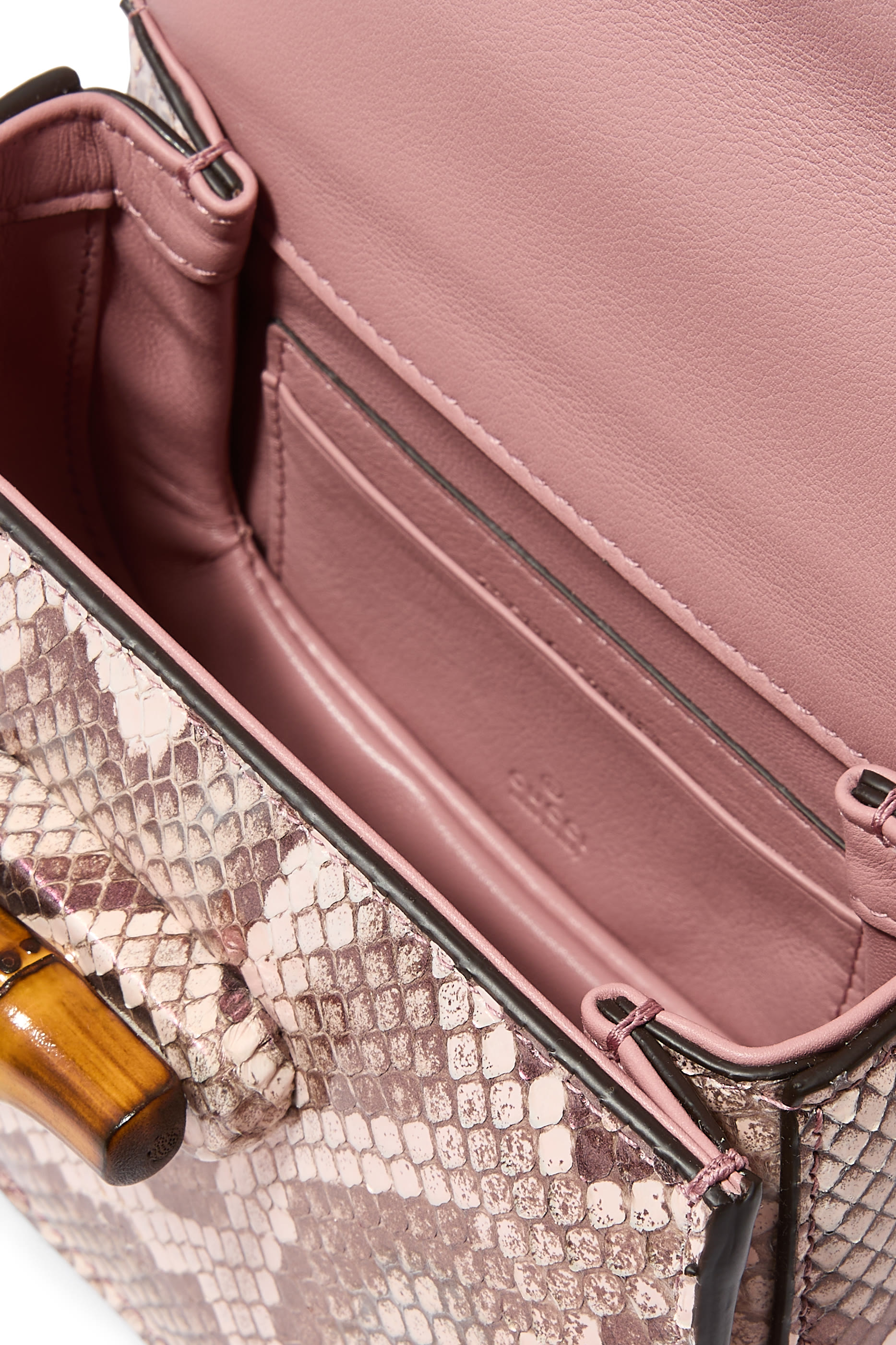 حقيبة يد صغيرة بامبو 1947 بيد علوية ونقشة جلد الثعبان