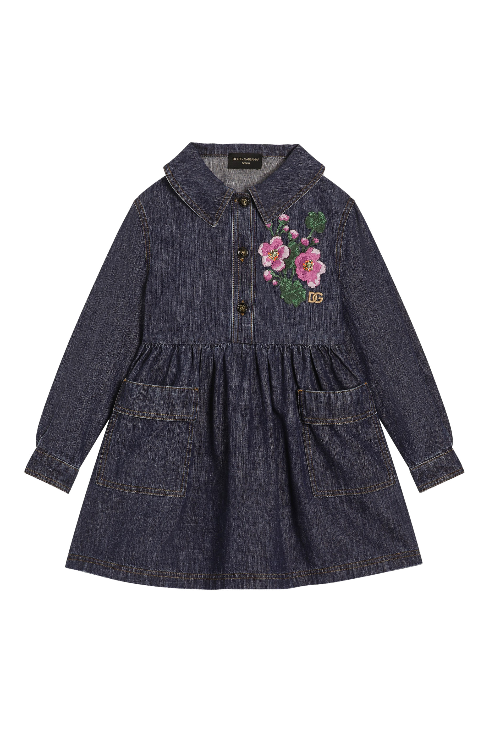 Kids DG Logo Floral-Print Dress