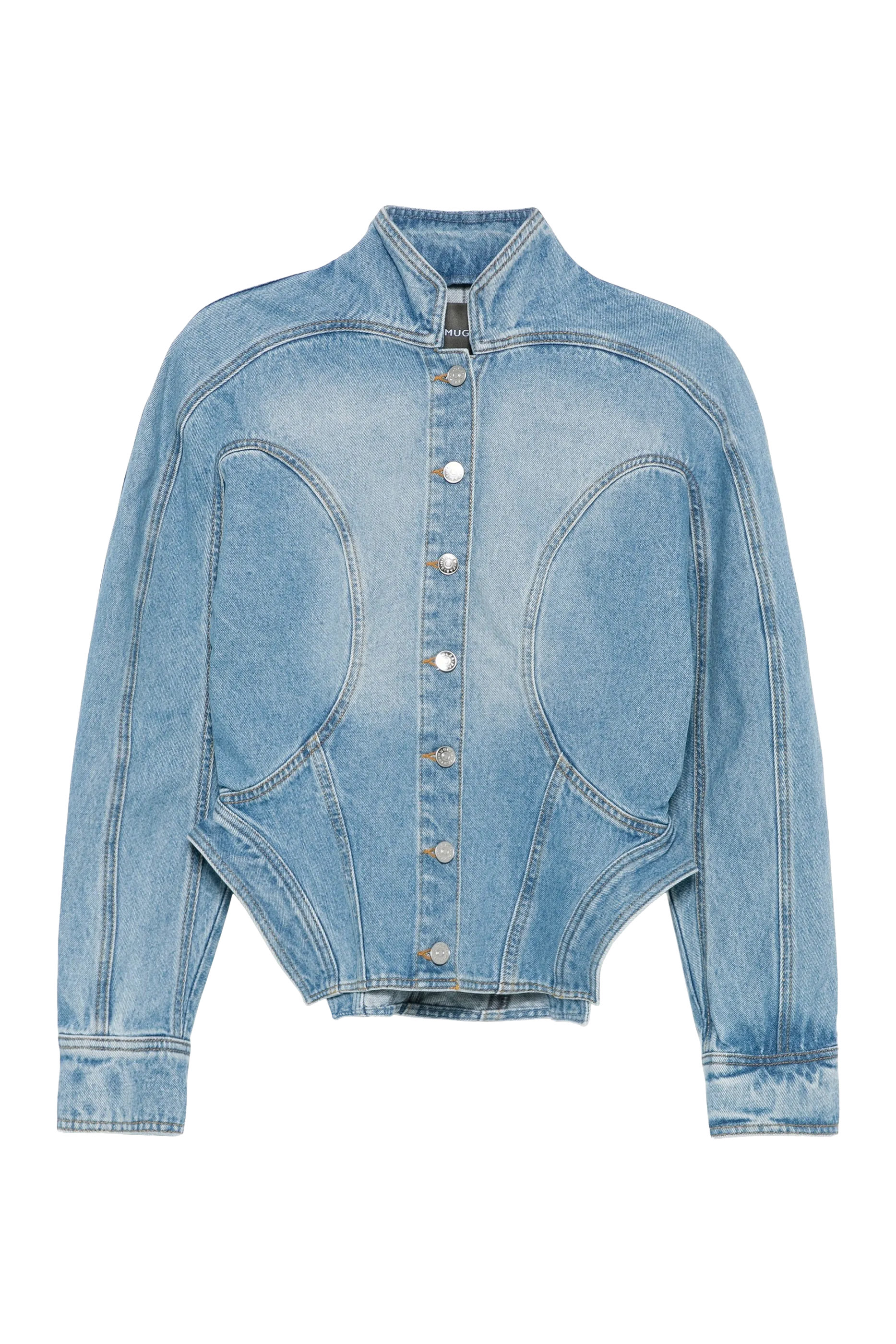 Cinched Button-Fastening Denim Jacket
