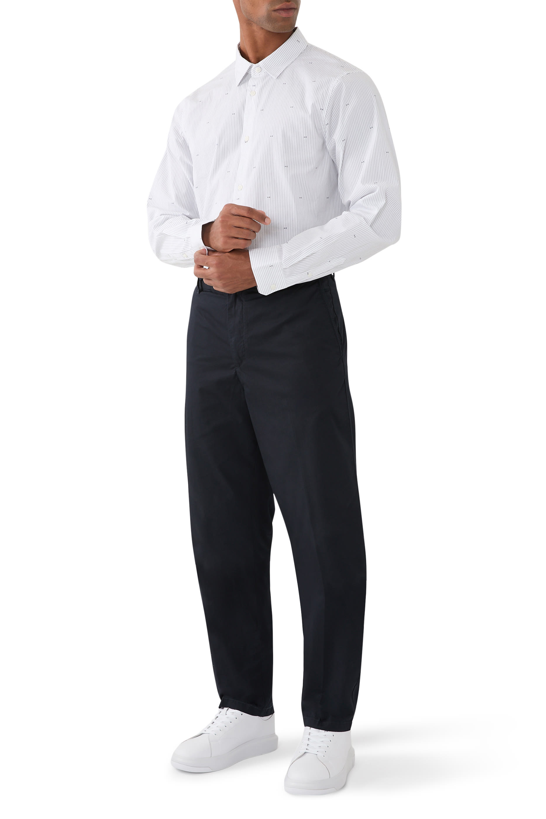 بنطال بقصة ساق مستقيمة قطن تويل