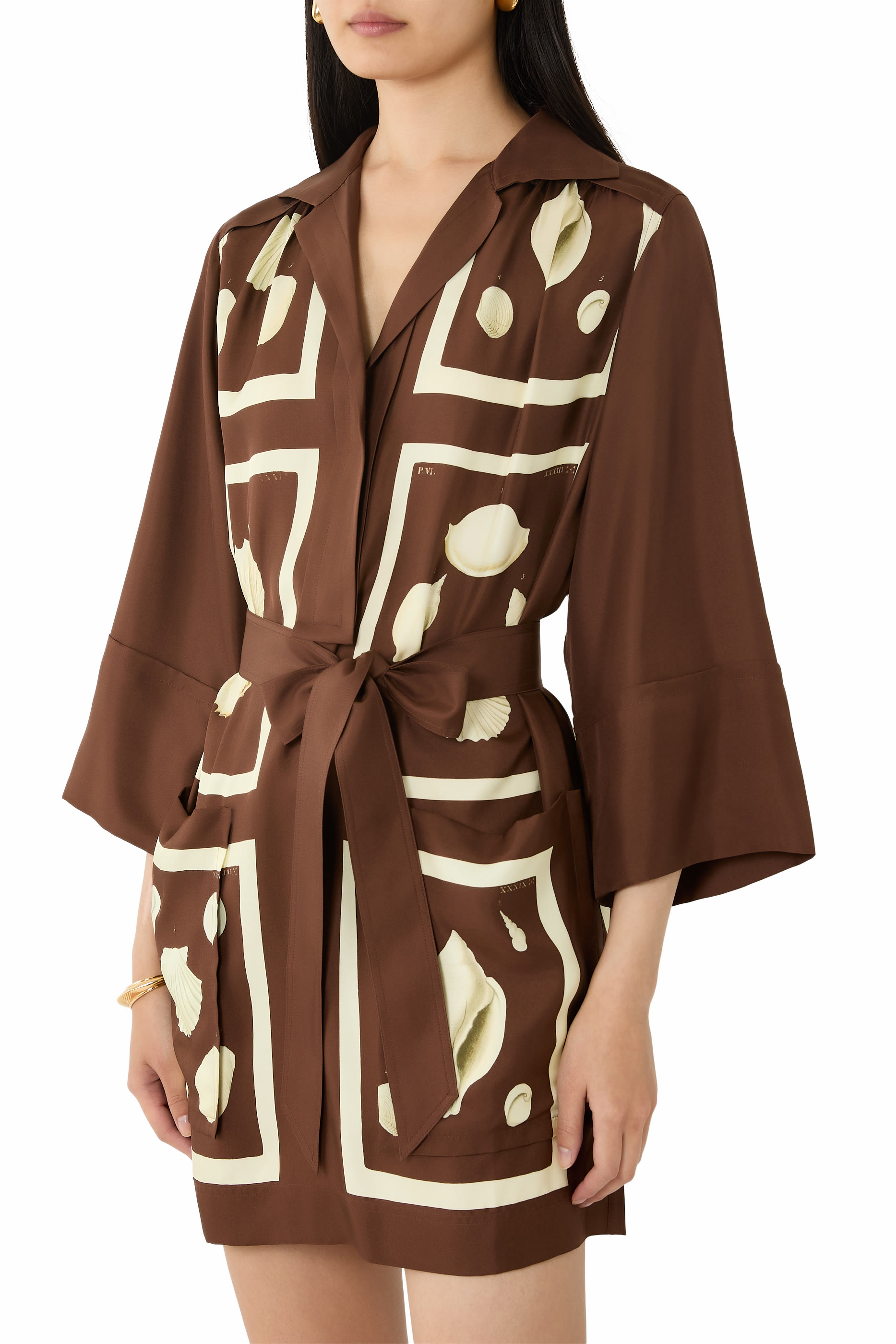 فستان تونيك بنقشة أصداف غرافيكية