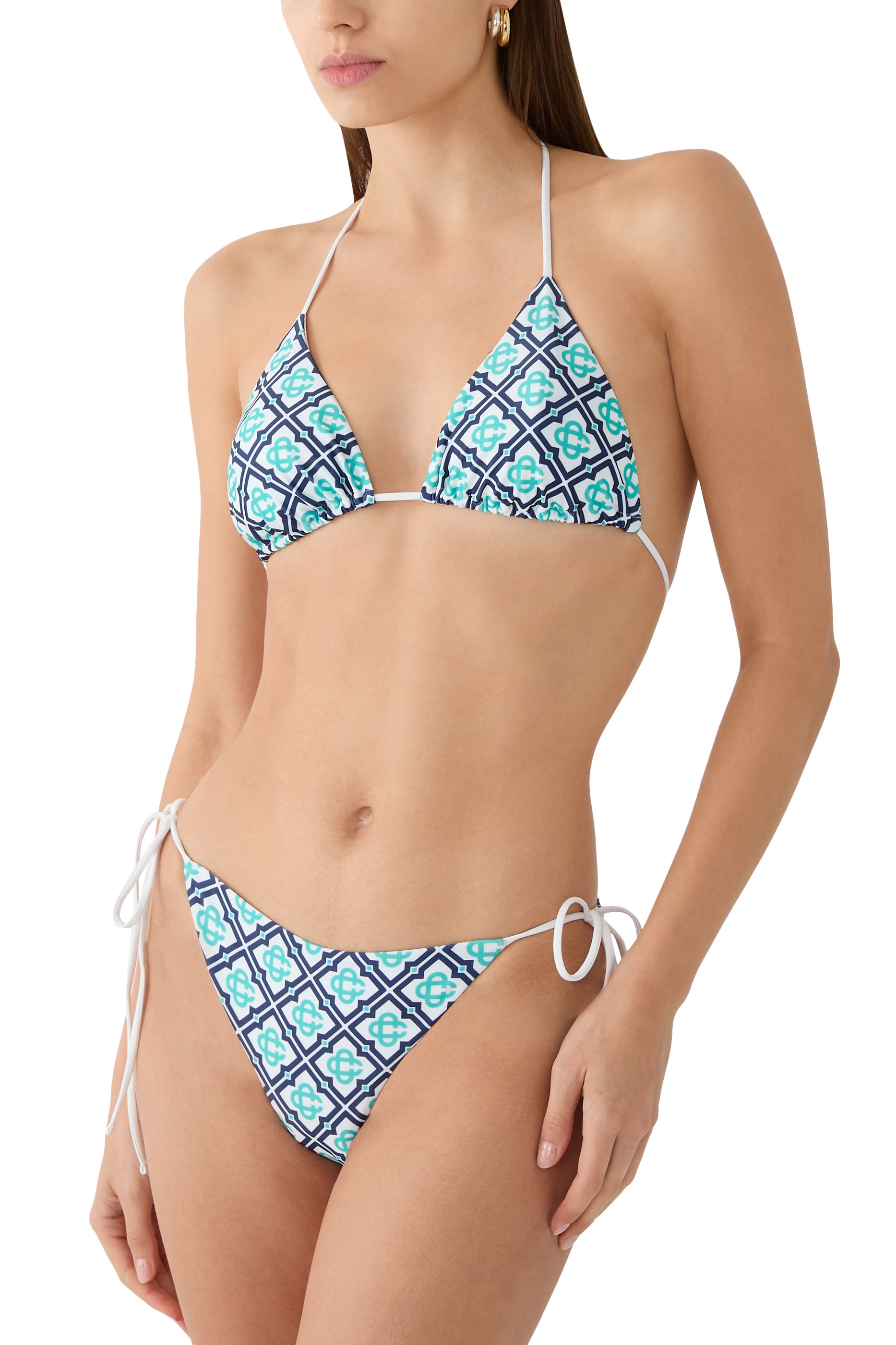 قطعة بيكيني سفلية بنقشة حرف شعار الماركة