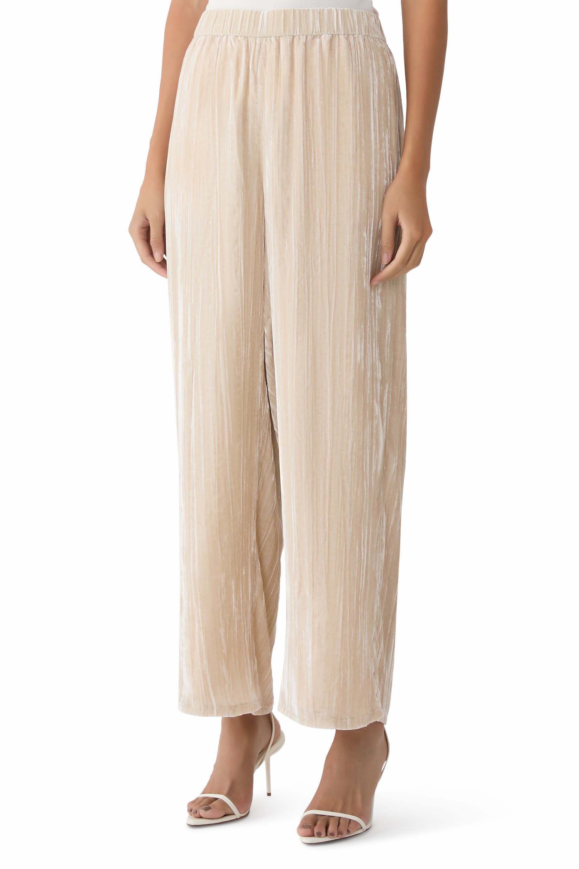 بنطال بقصة ساق واسعة مخمل ناعم 