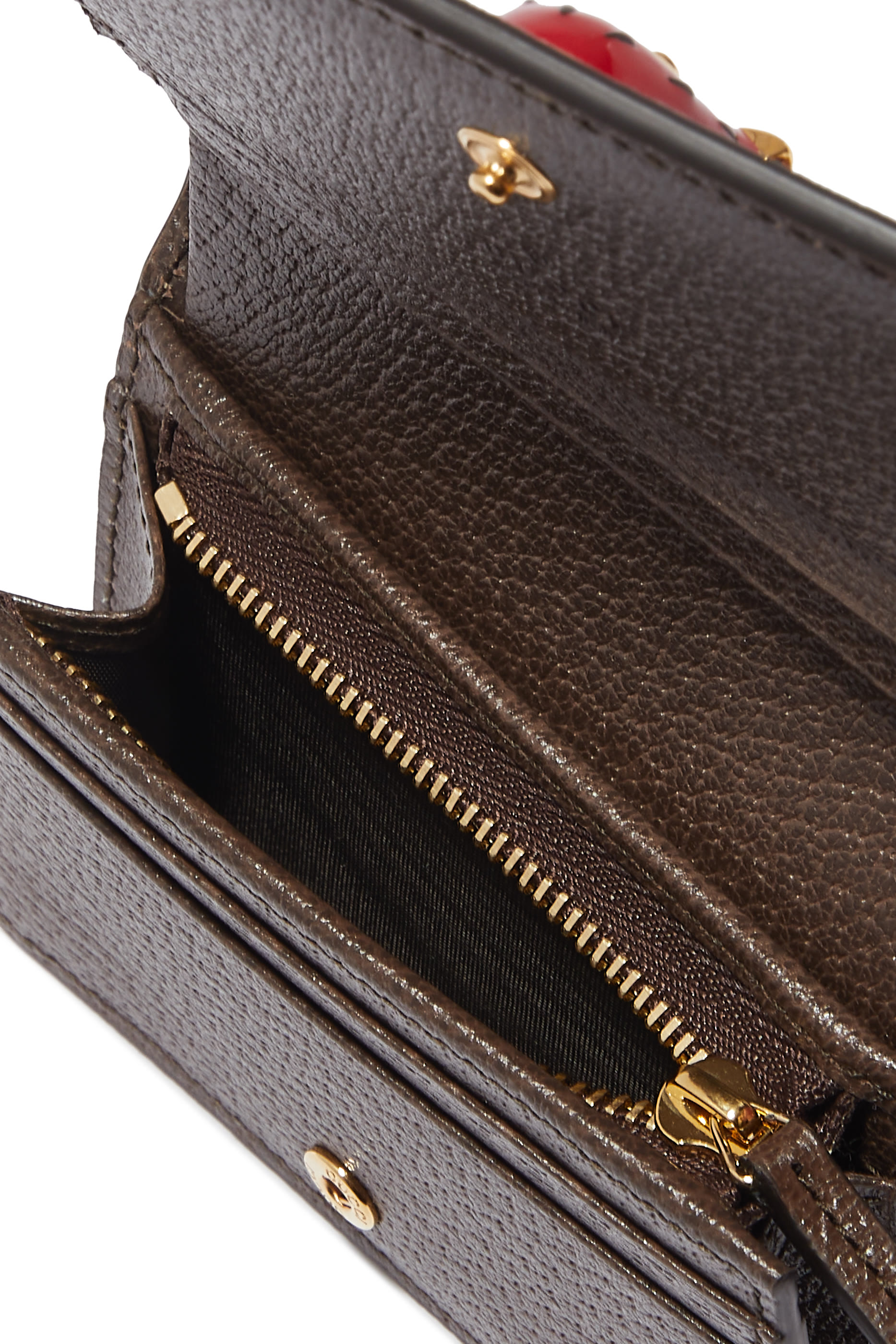 حافظة بطاقات بحلية بتصميم فرولة بحرف شعار الماركة مزدوج