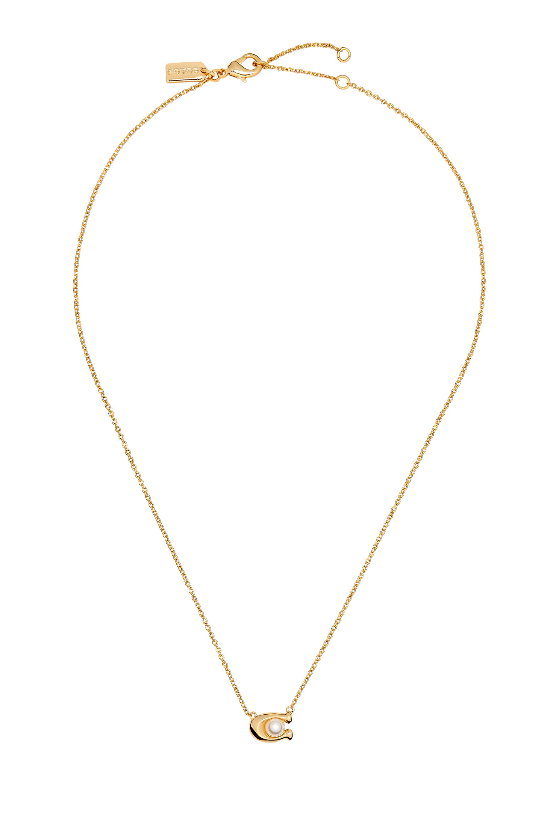 قلادة بحلية شعار الماركة مرصعة باللؤلؤ