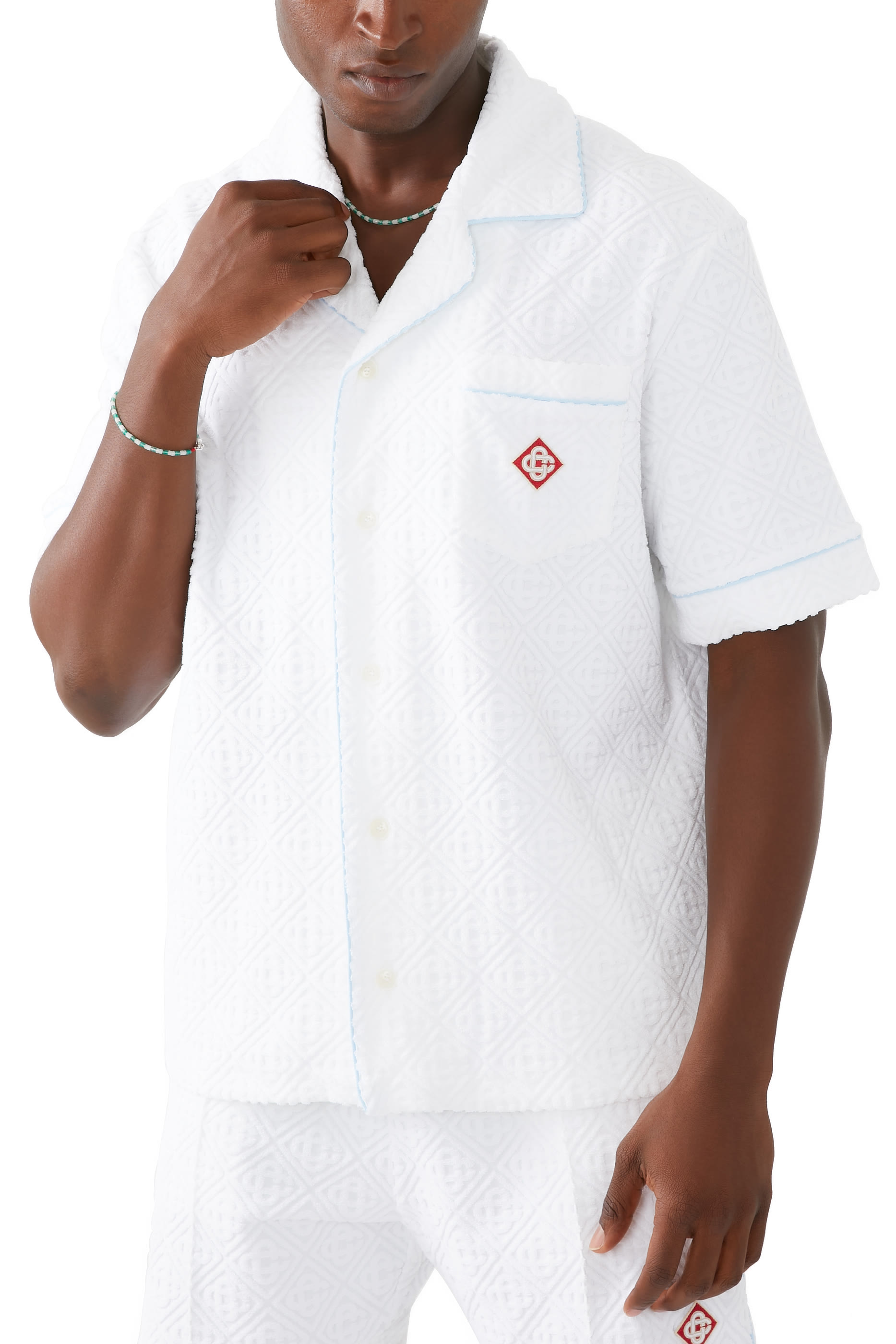 قميص قطن تيري بنقشة حروف شعار الماركة