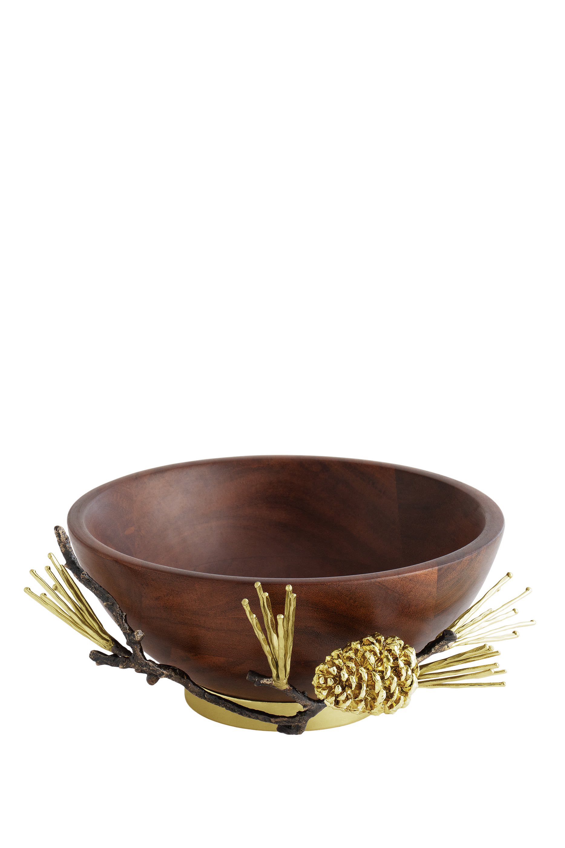 وعاء خشبي صغير مزين بالصنوبر