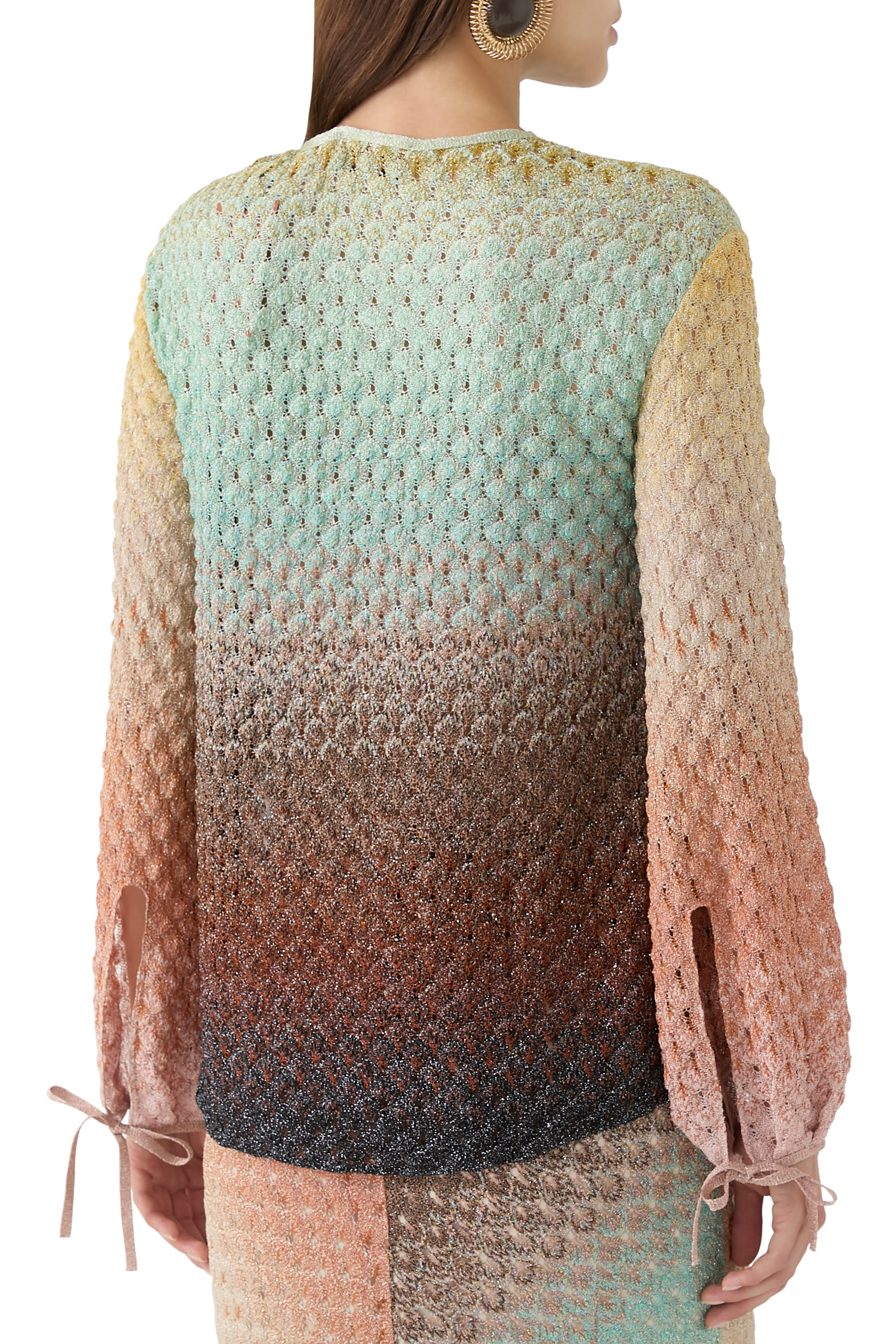 بلوزة اومبريه متدرج بأكمام طويلة دانتيل