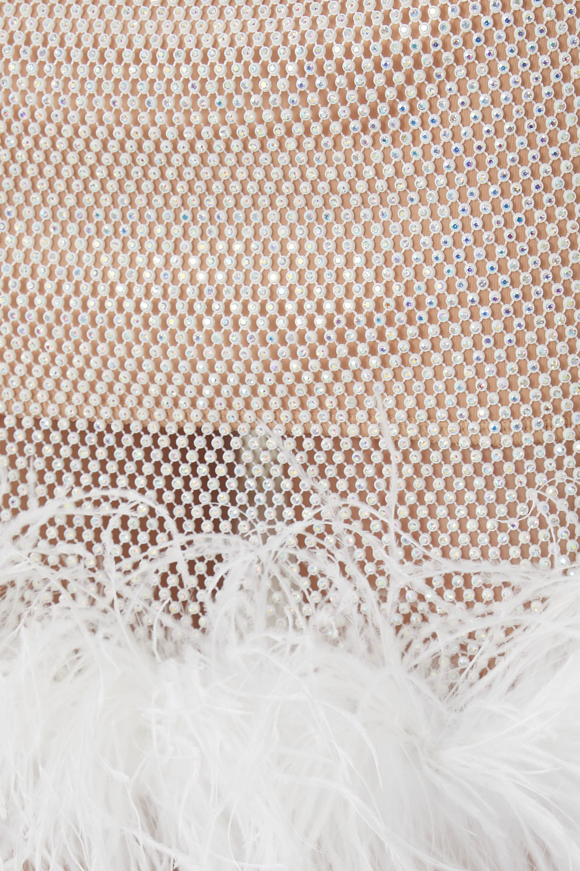 تنورة مرصعة بأحجار الراين بحافة ريش