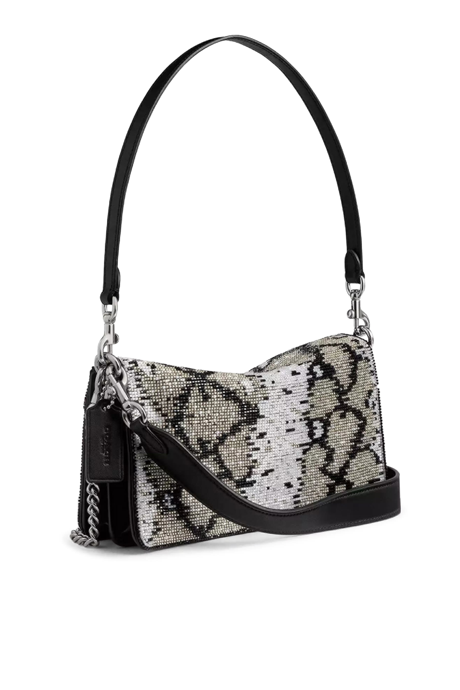 حقيبة كتف تابي 26 بنقشة جلد الثعبان وخرز