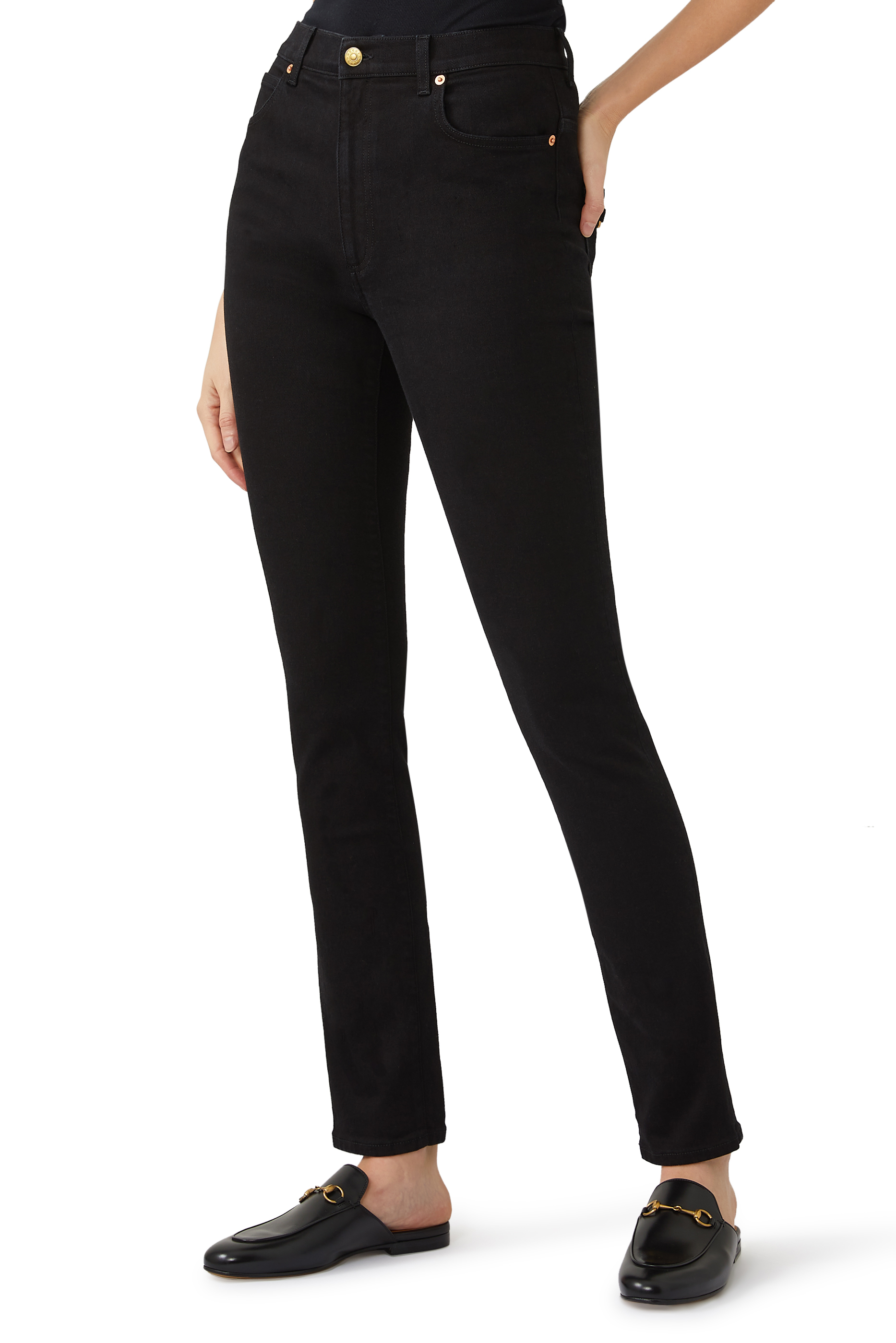 بنطال جينز دنيم بقصة سكيني وحلية لجام حصان