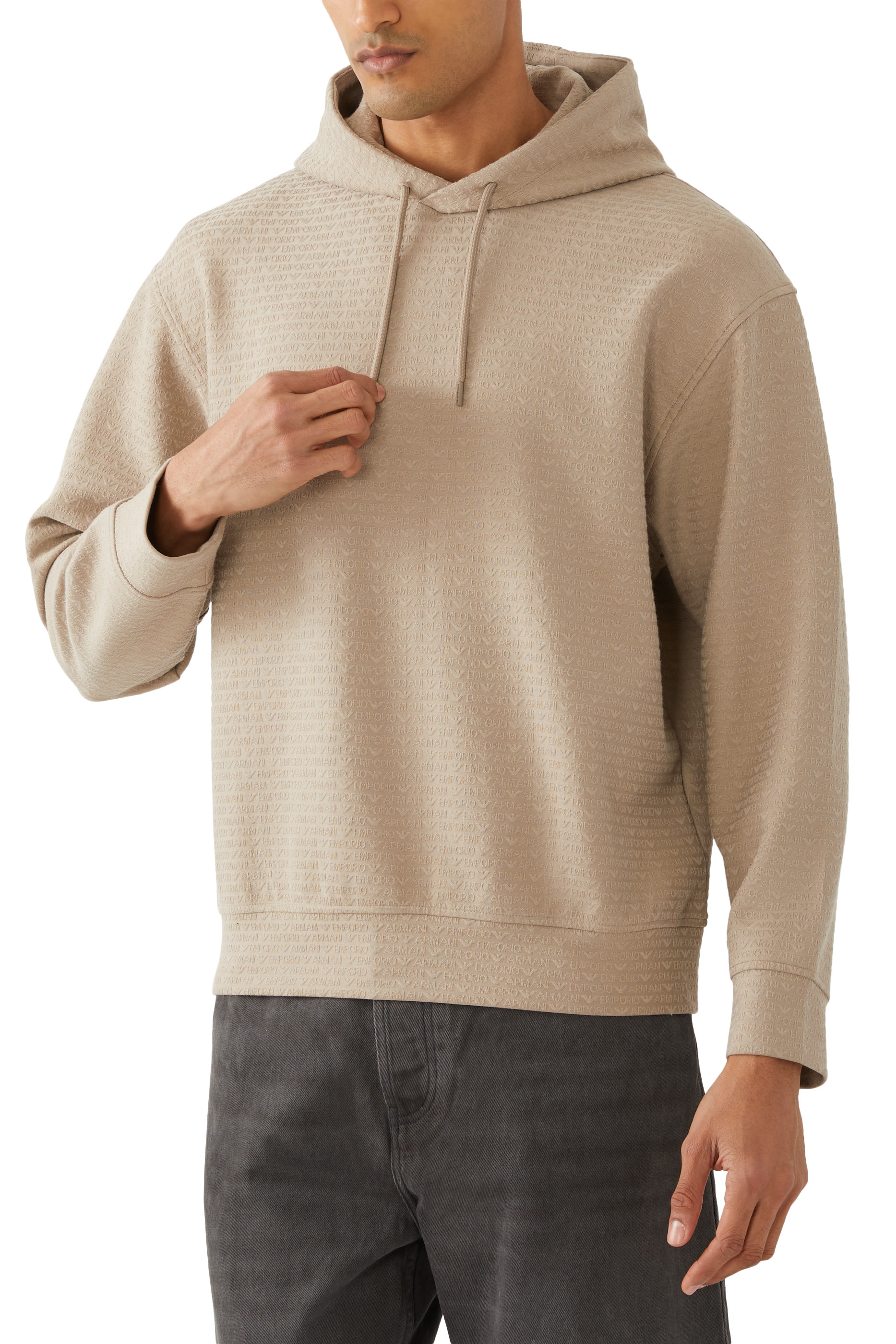 سويت شيرت بغطاء رأس بشعار الماركة