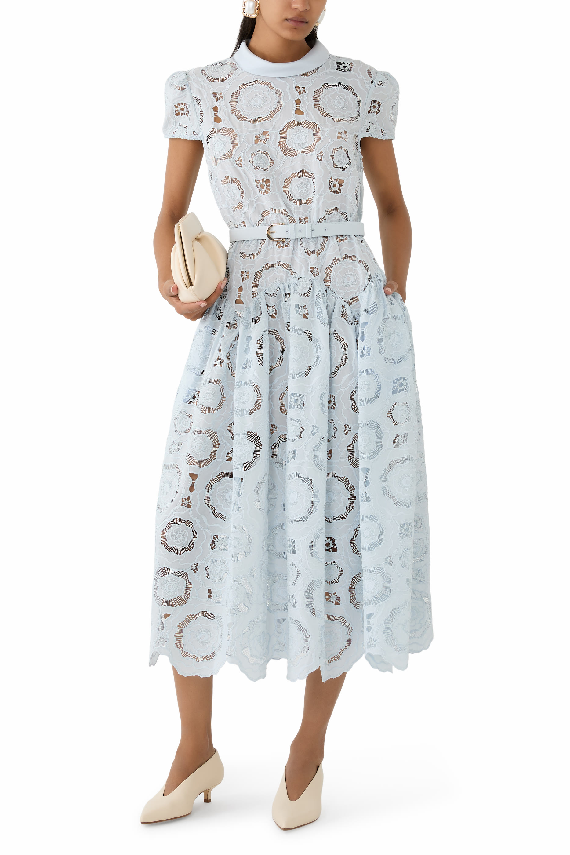  Floral Lace Midi Dress 