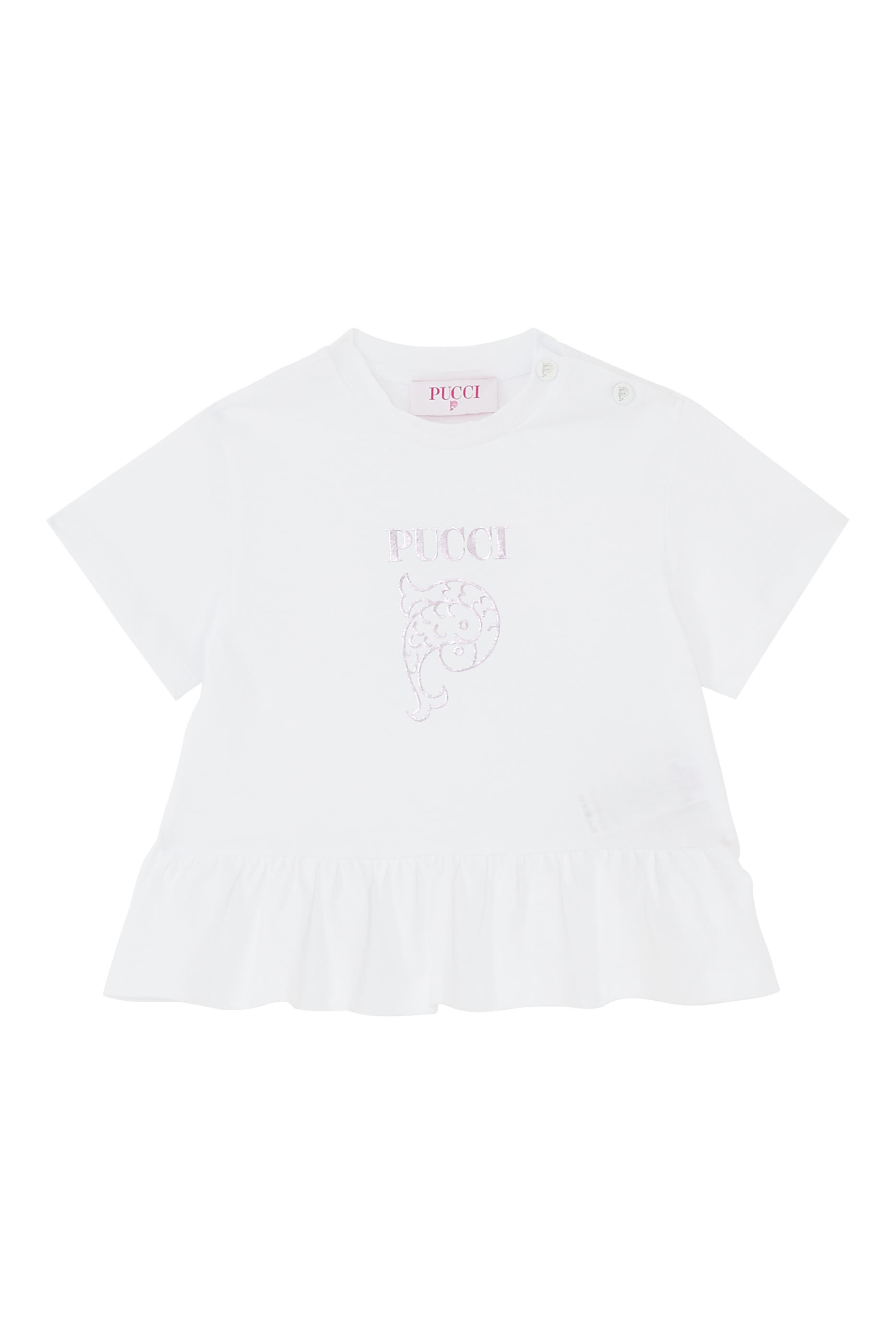 تيشيرت للأطفال بحافة كشكش وسمكة مطرزة