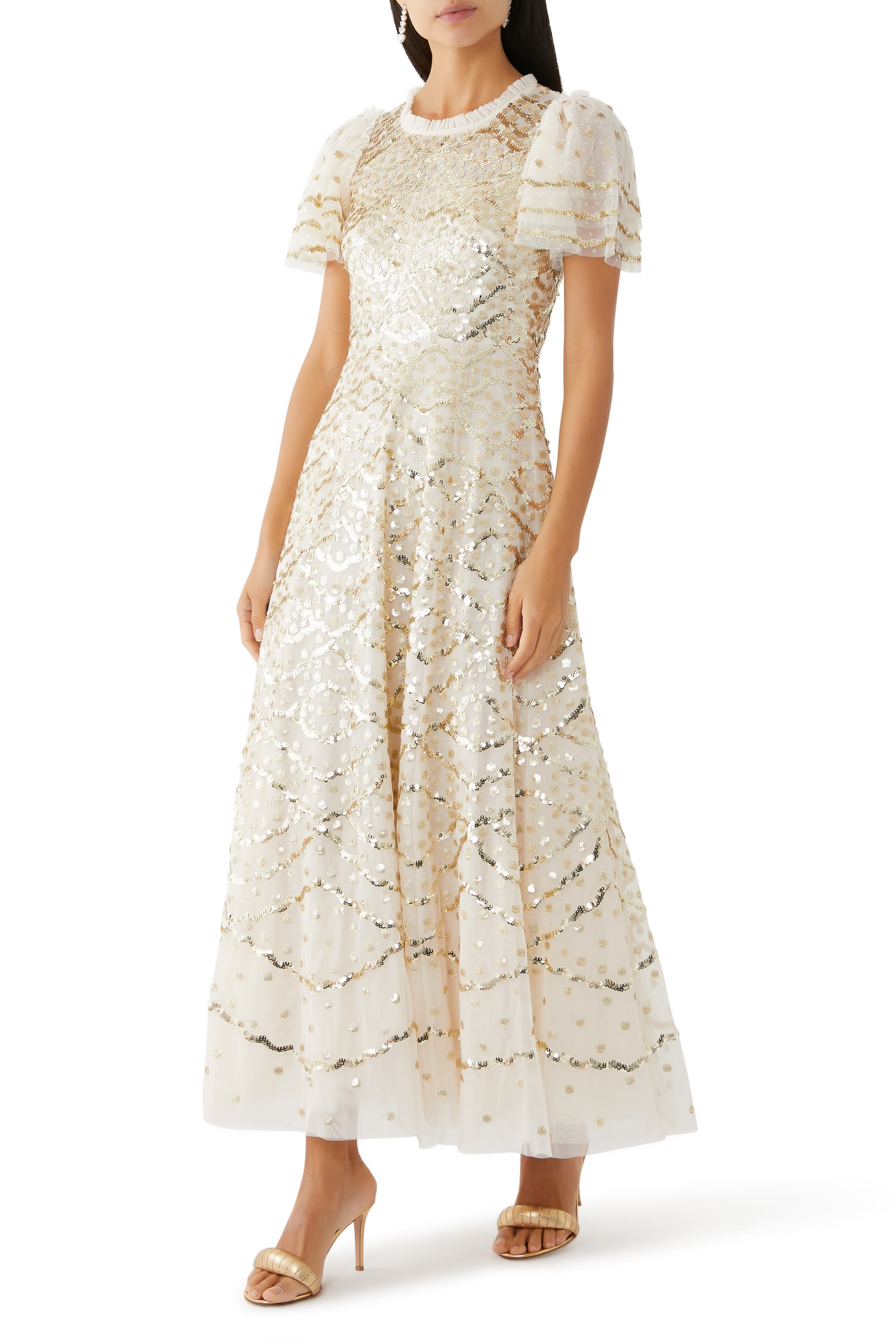 فستان سهرة ديكو دوت جلوس بطول الكاحل