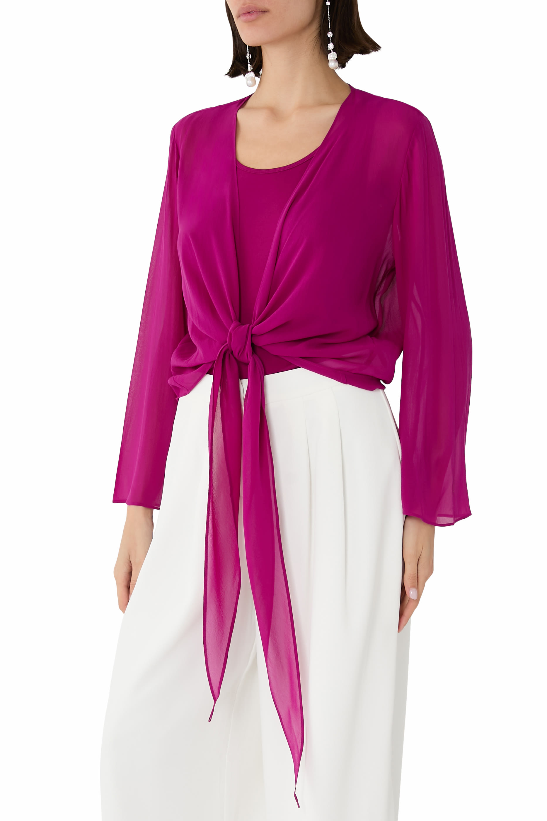 جاكيت جورجيت بربطة حرير شفاف