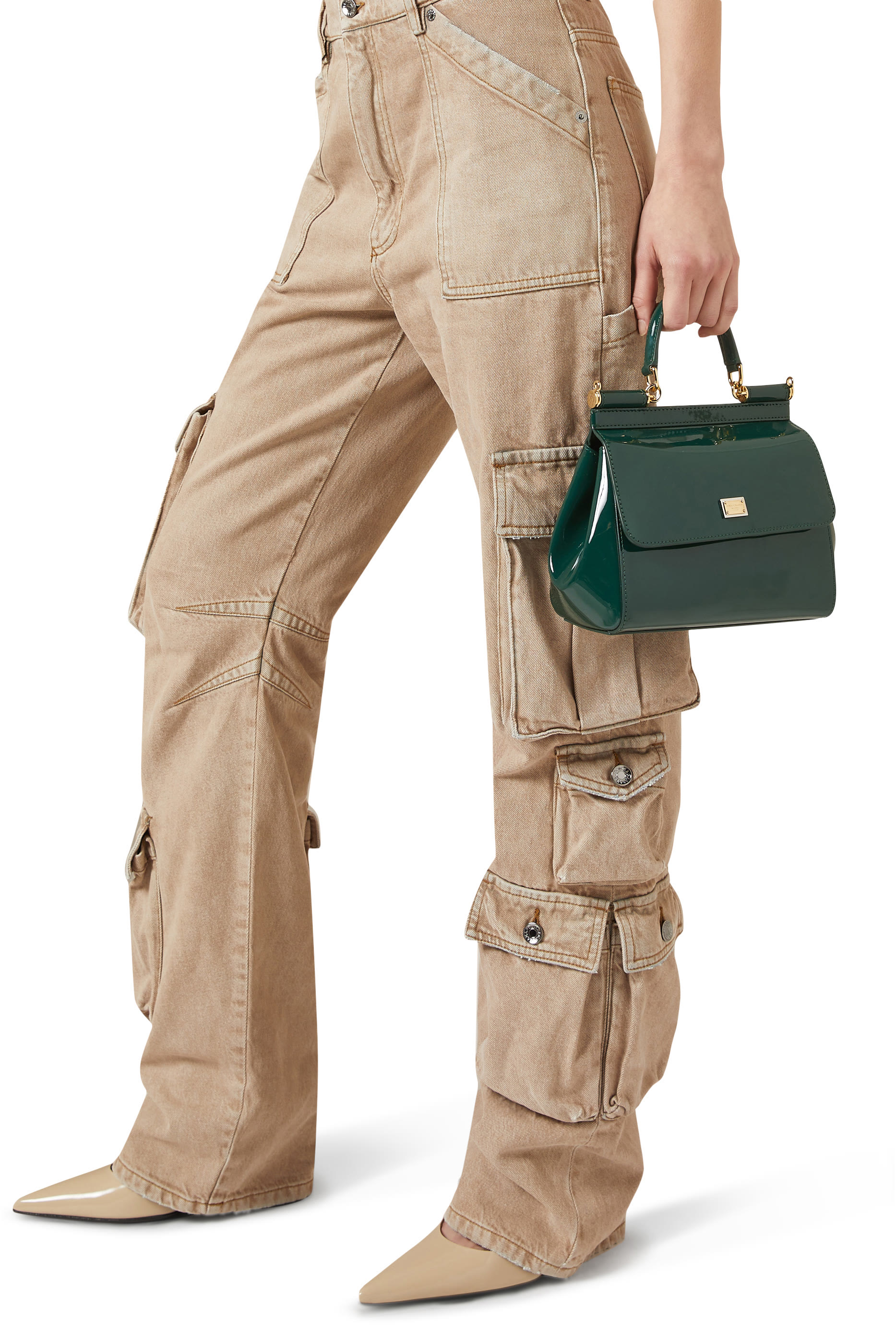 حقيبة يد سيسيلي متوسطة جلد لامع