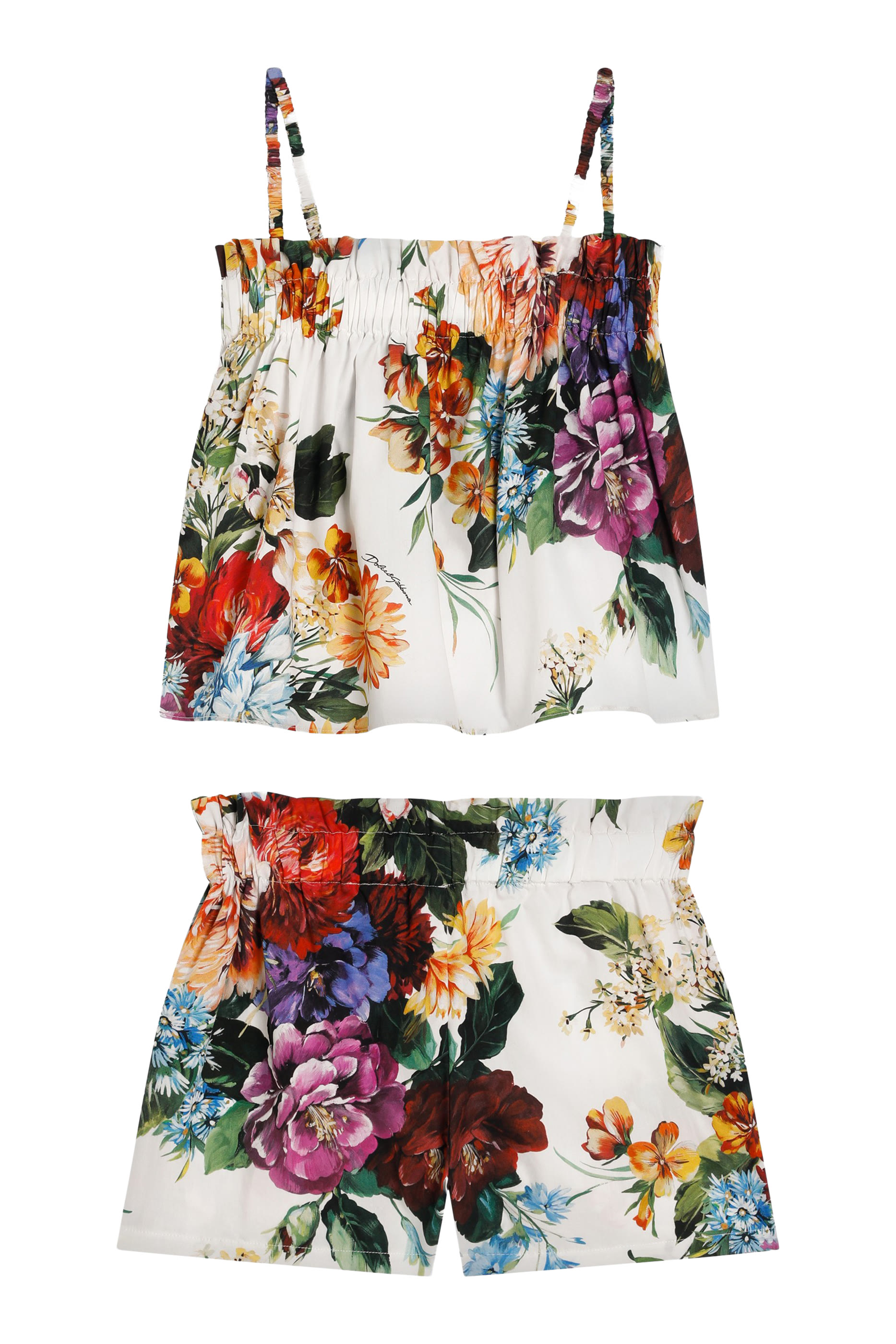 طقم بلوزة وشورت بنقشة زهور بوبلين للأطفال