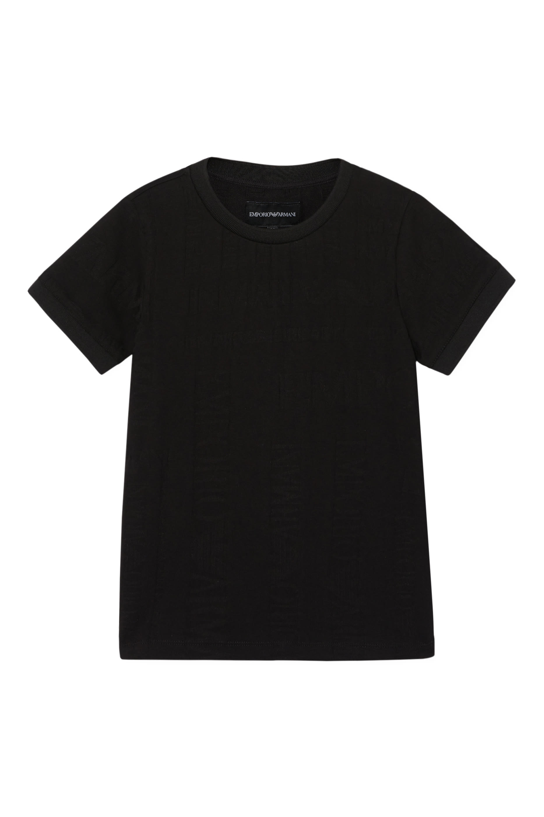 تي شيرت بفتحة رقبة مستديرة بنقشة جاكار