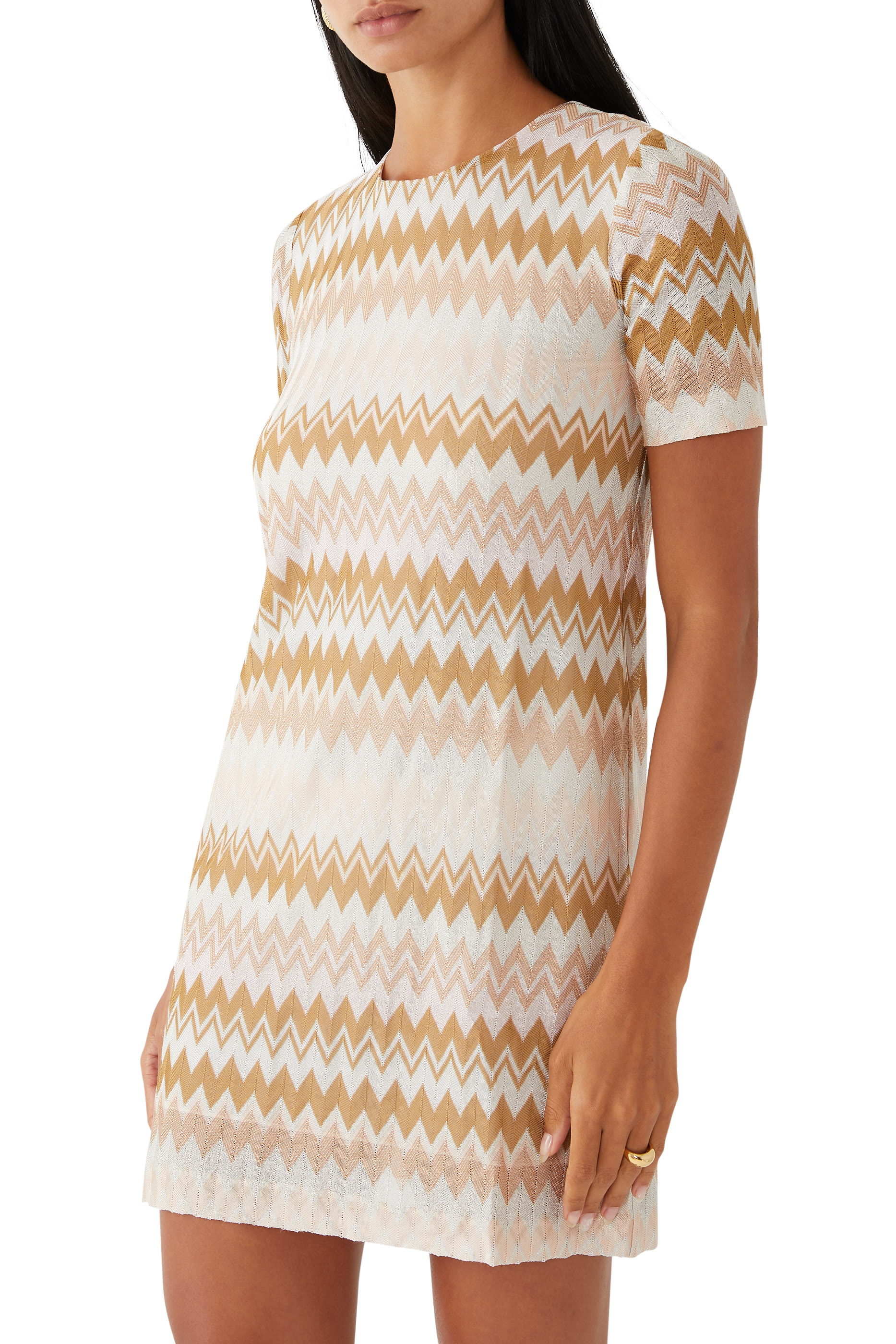 فستان قصير راشيل بنقشة خطوط متعرجة