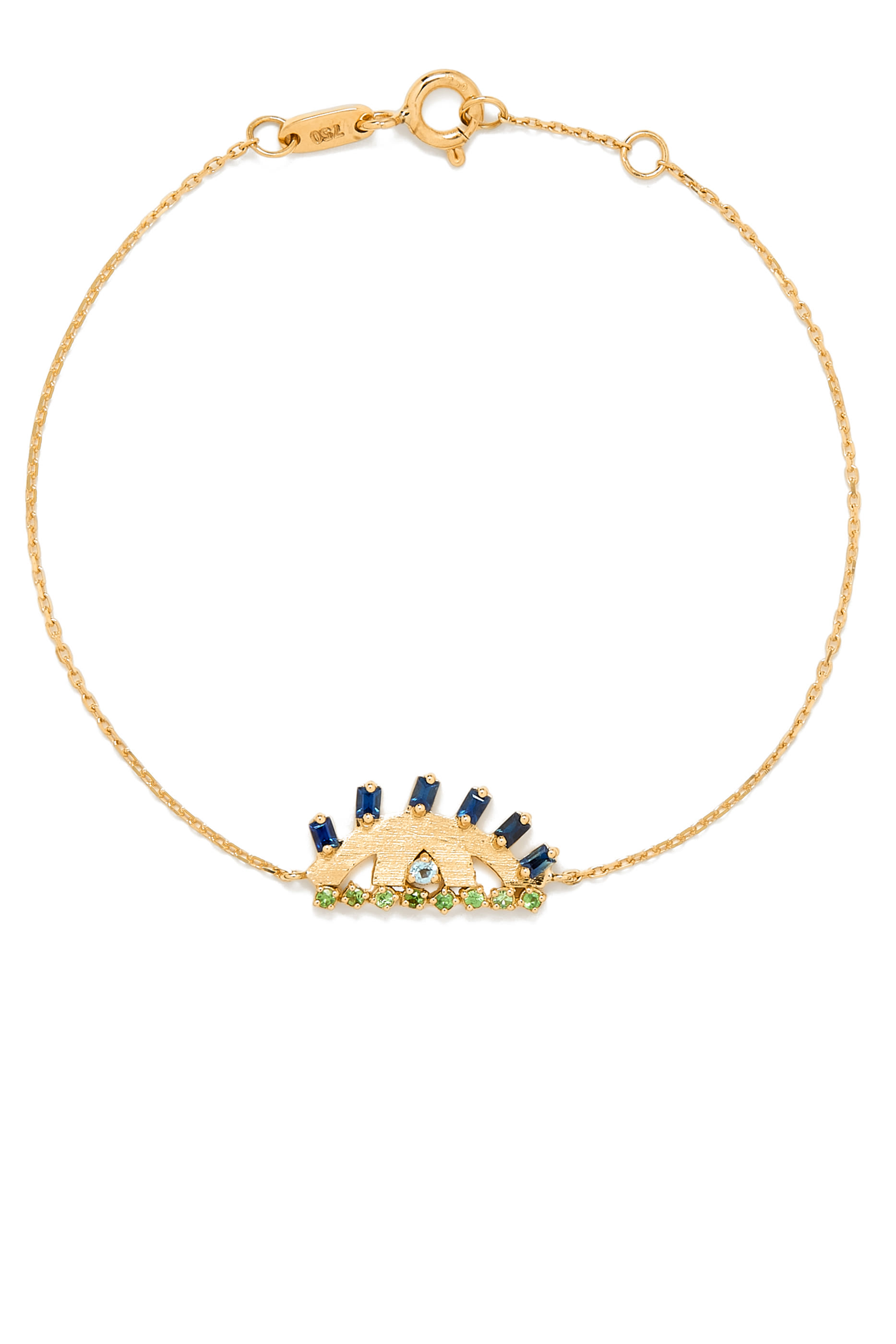 سوار بحلية عين مرصعة بالتوباز والزمرد والياقوت ذهب أصفر عيار 18