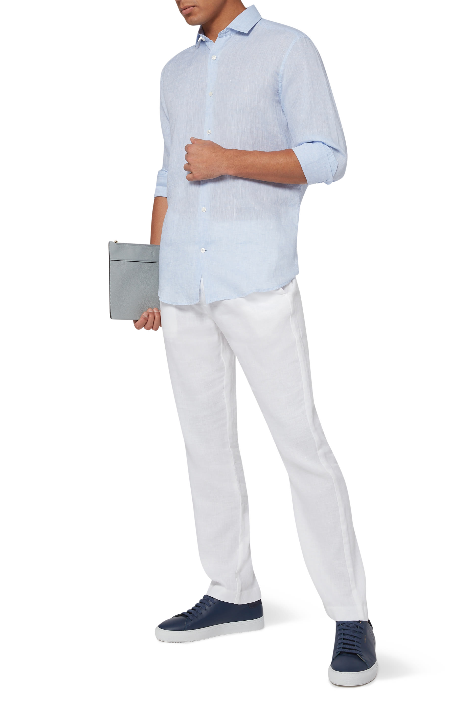 قميص كتان بأكمام طويلة