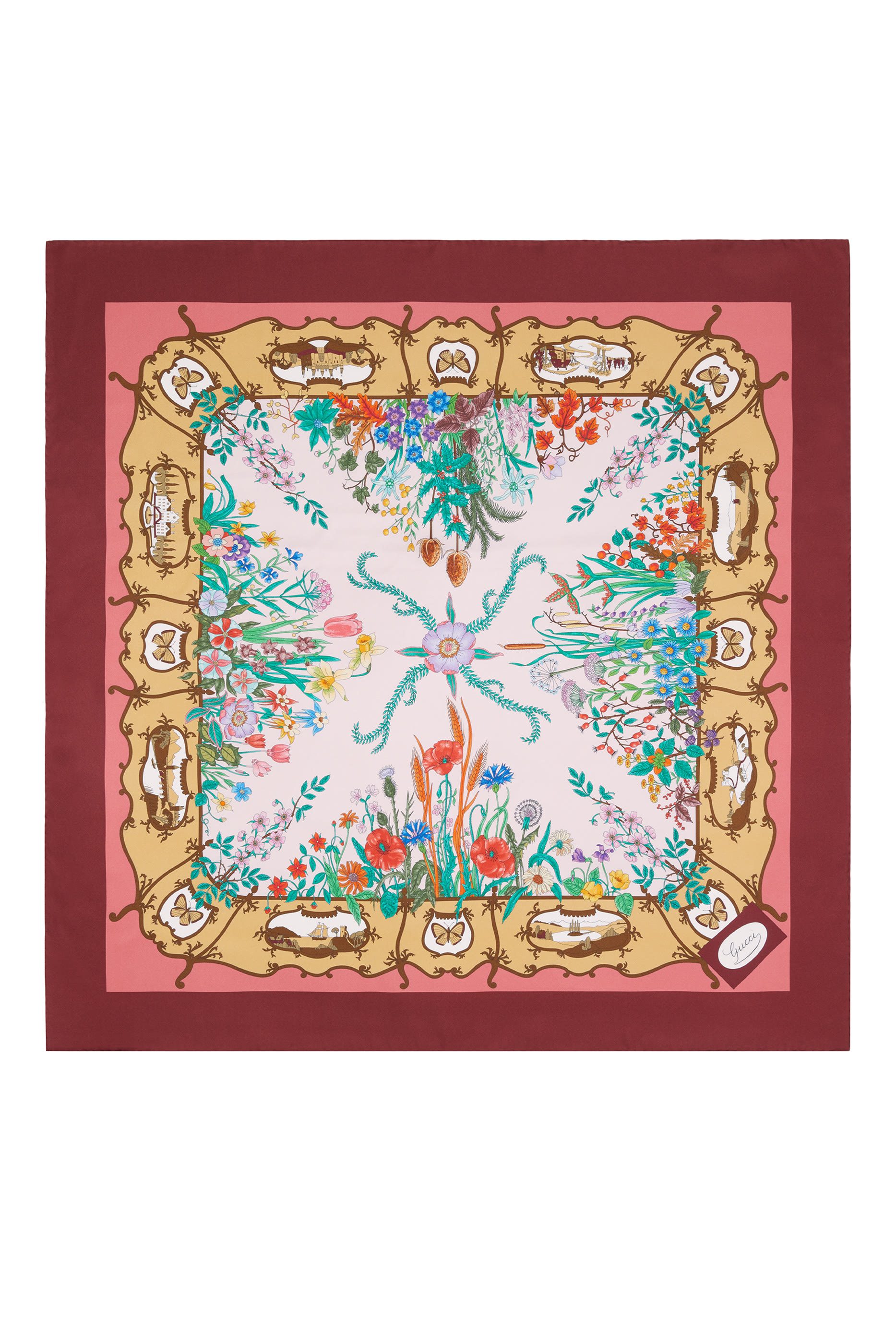 وشاح مربع بنقشة حرير تويل