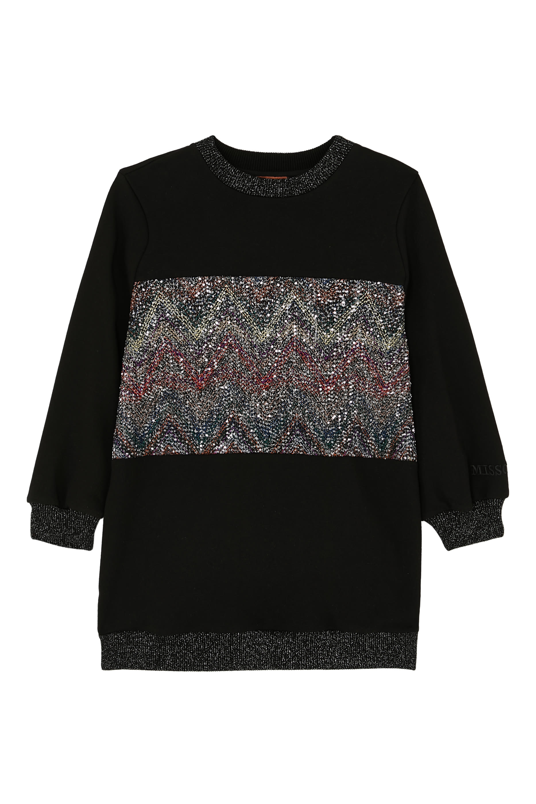 فستان بنمط كنزة بنقشة خطوط متعرجة صوف للأطفال