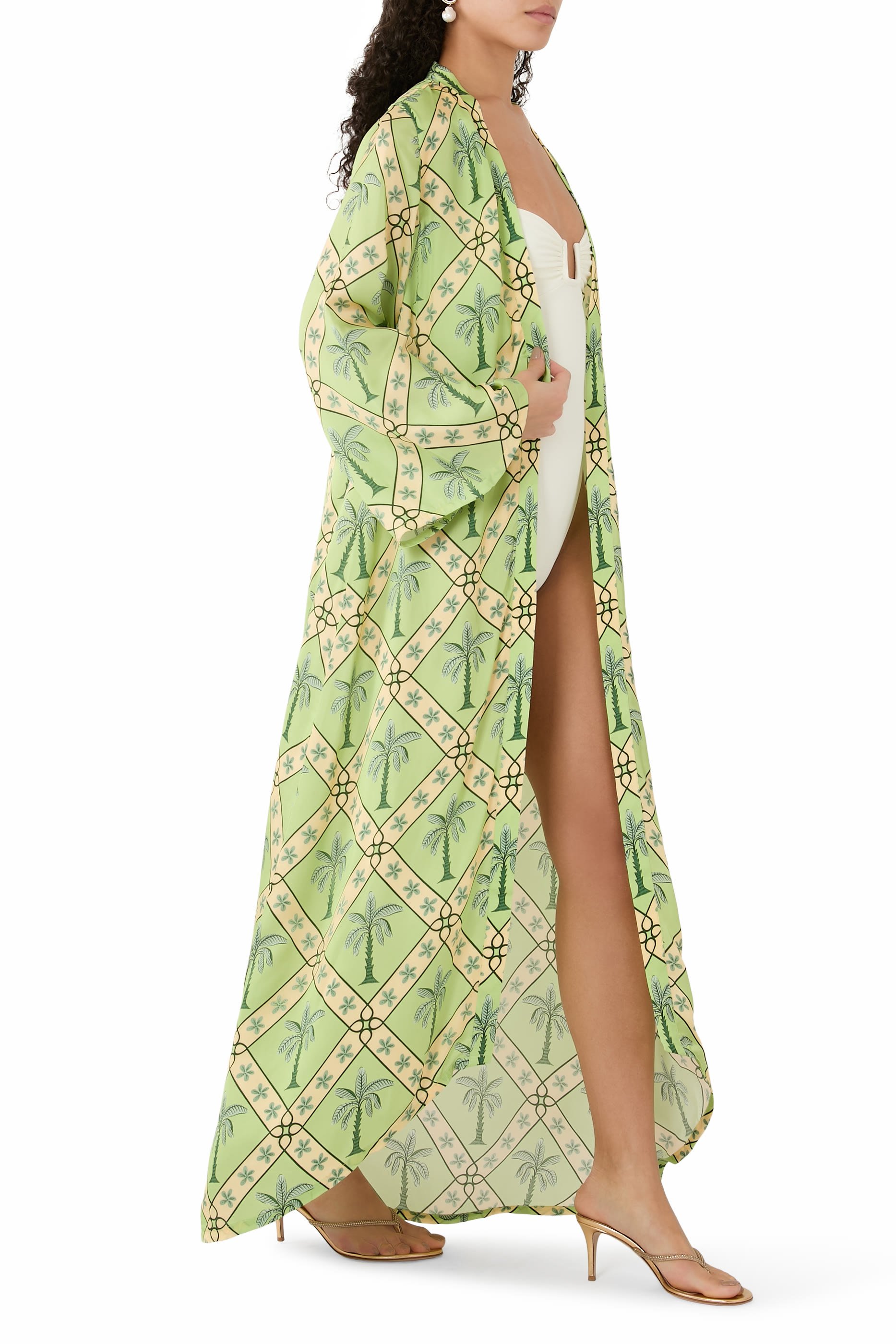 قفطان طويل بنمط كيمونو حرير