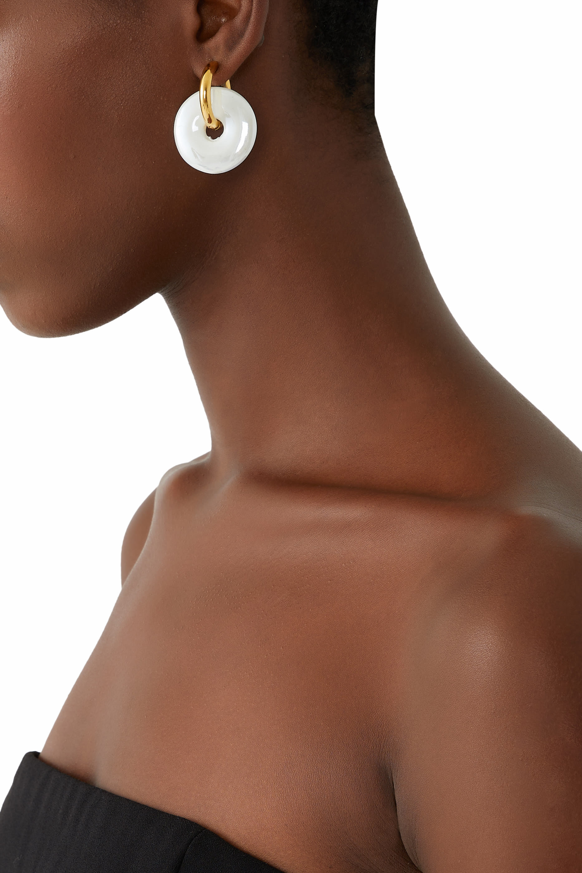 أقراط بحلي دائرية وبتصميم دونات، نحاس مطلي بذهب عيار 24