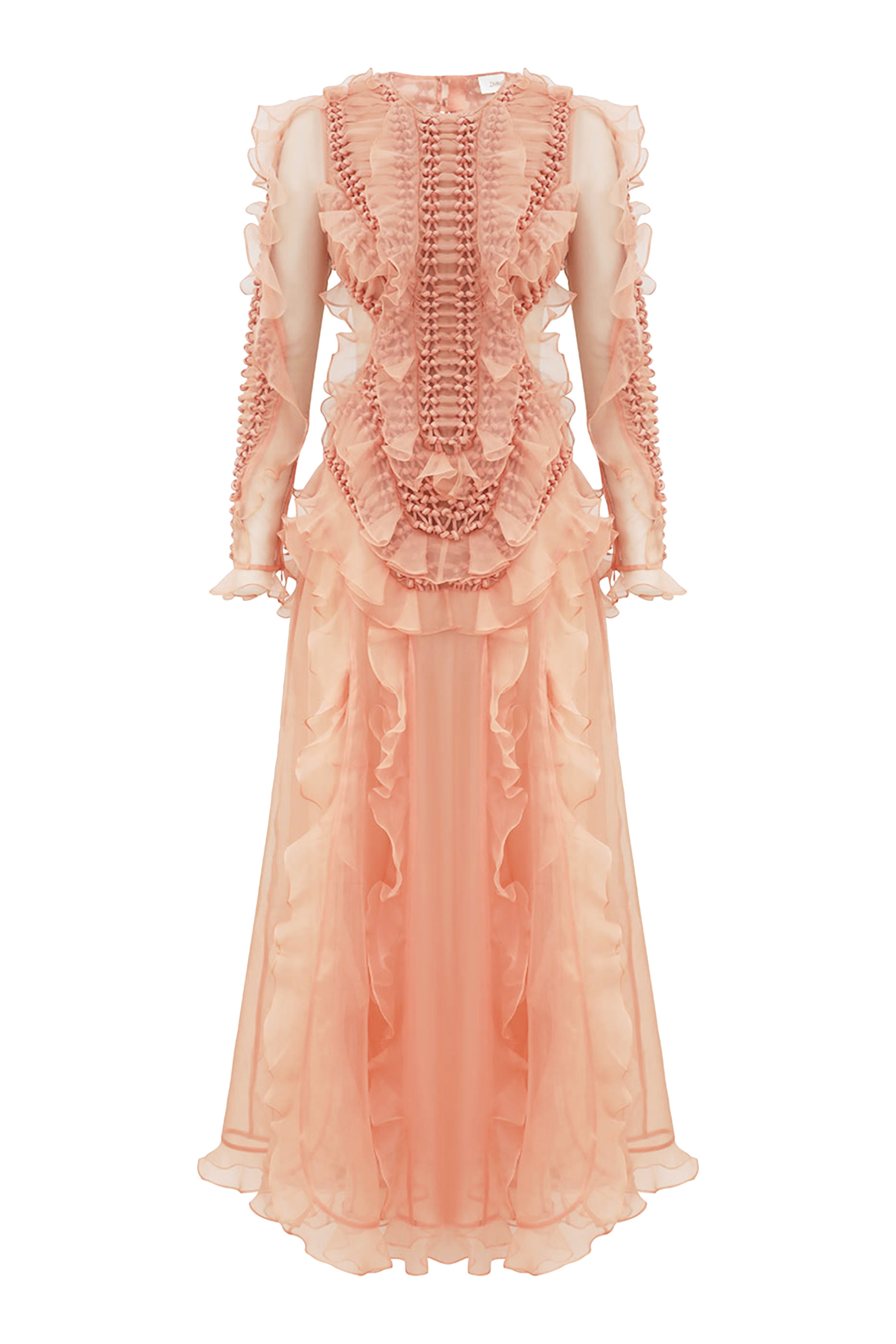 فستان بالنس طويل بتصميم مجدول