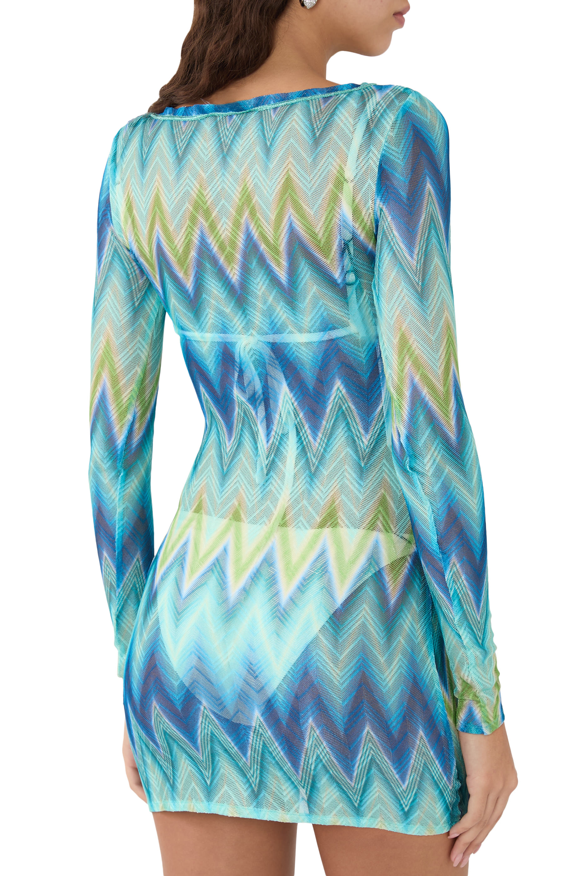 روب بأكمام طويلة وياقة قارب للإرتداء فوق ملابس السباحة