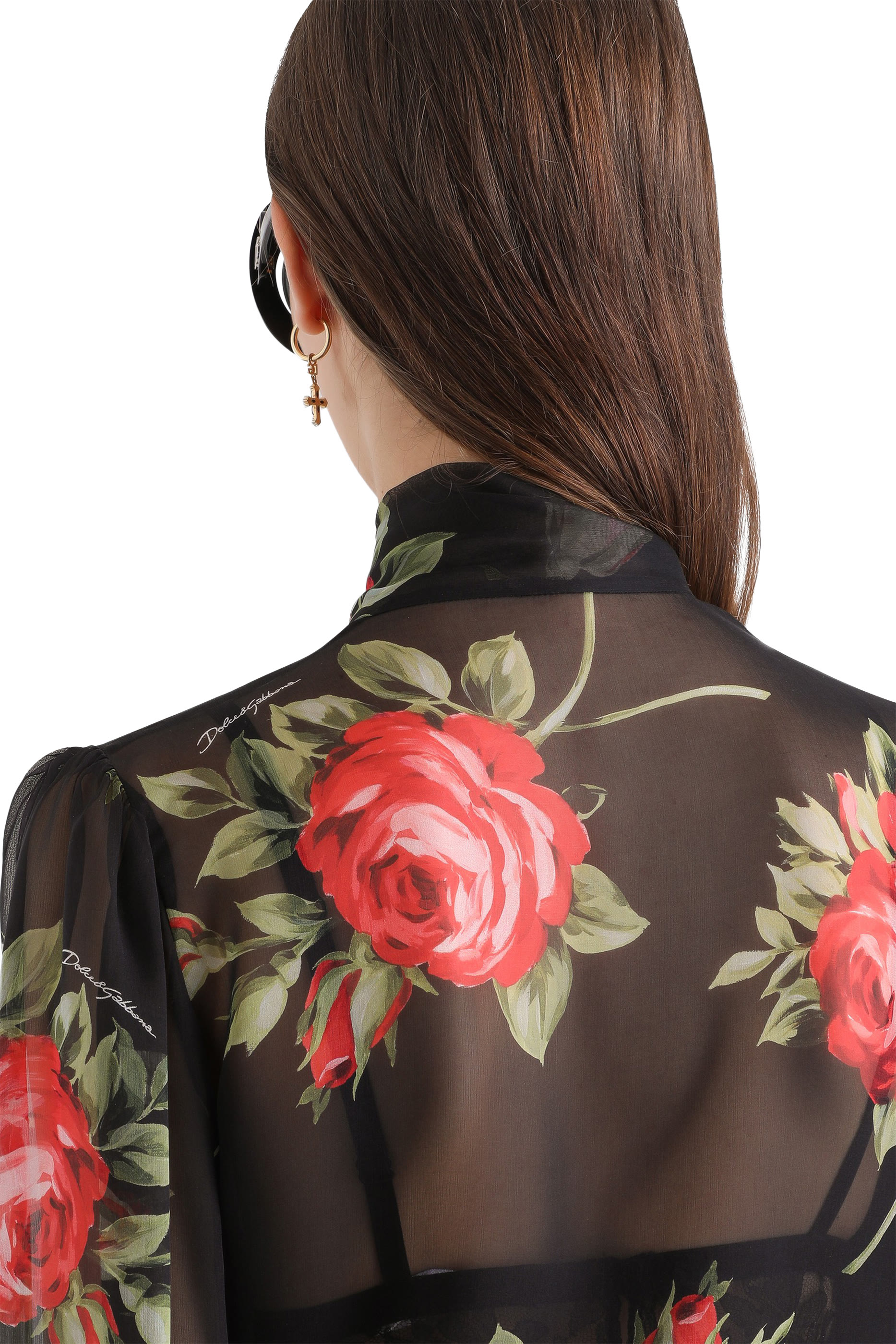 بلوزة شيفون بنقشة ورد