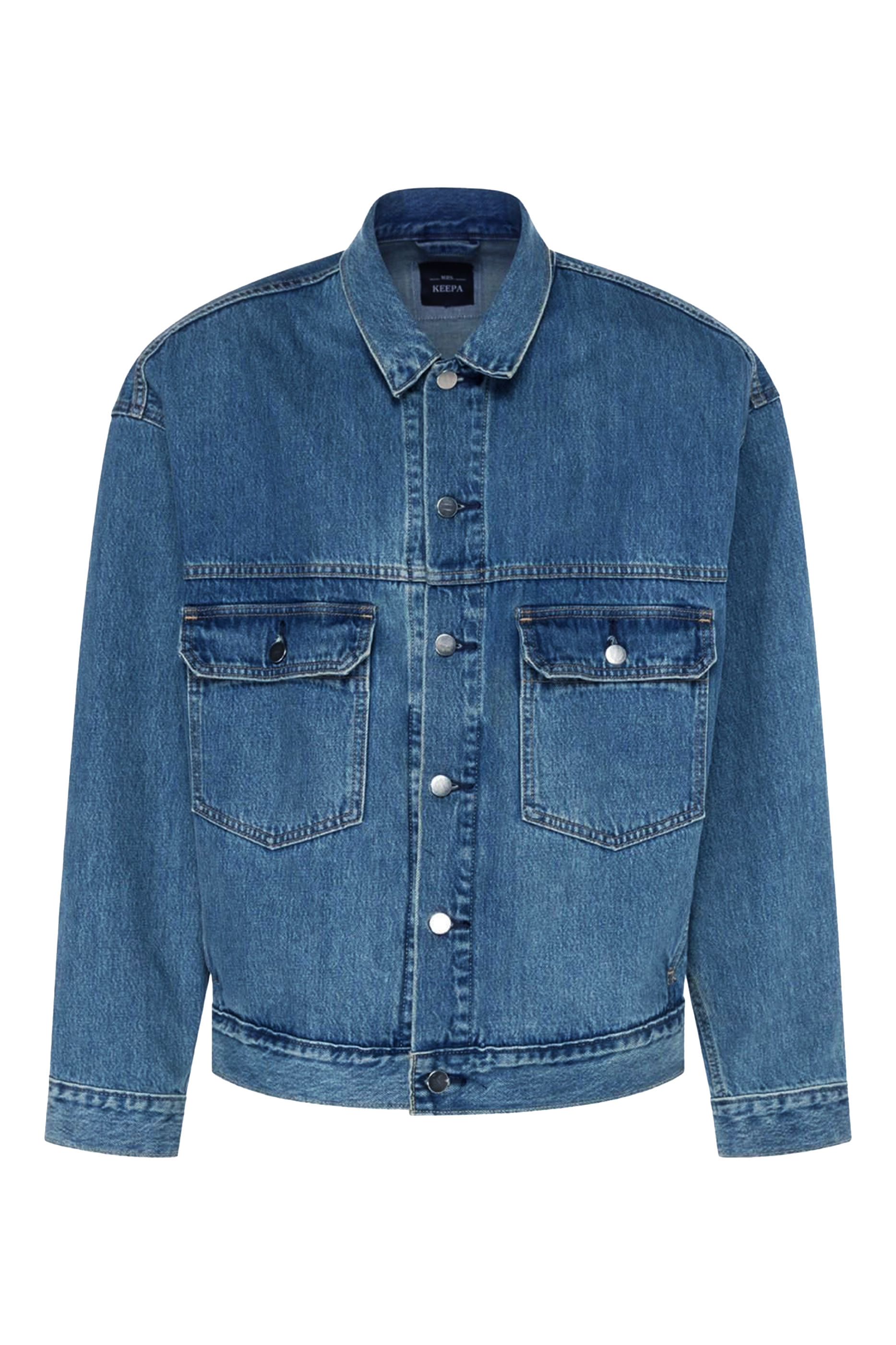 جاكيت دنيم بقصة فضفاضة وتطريز يدوي بتصميم ثعبان