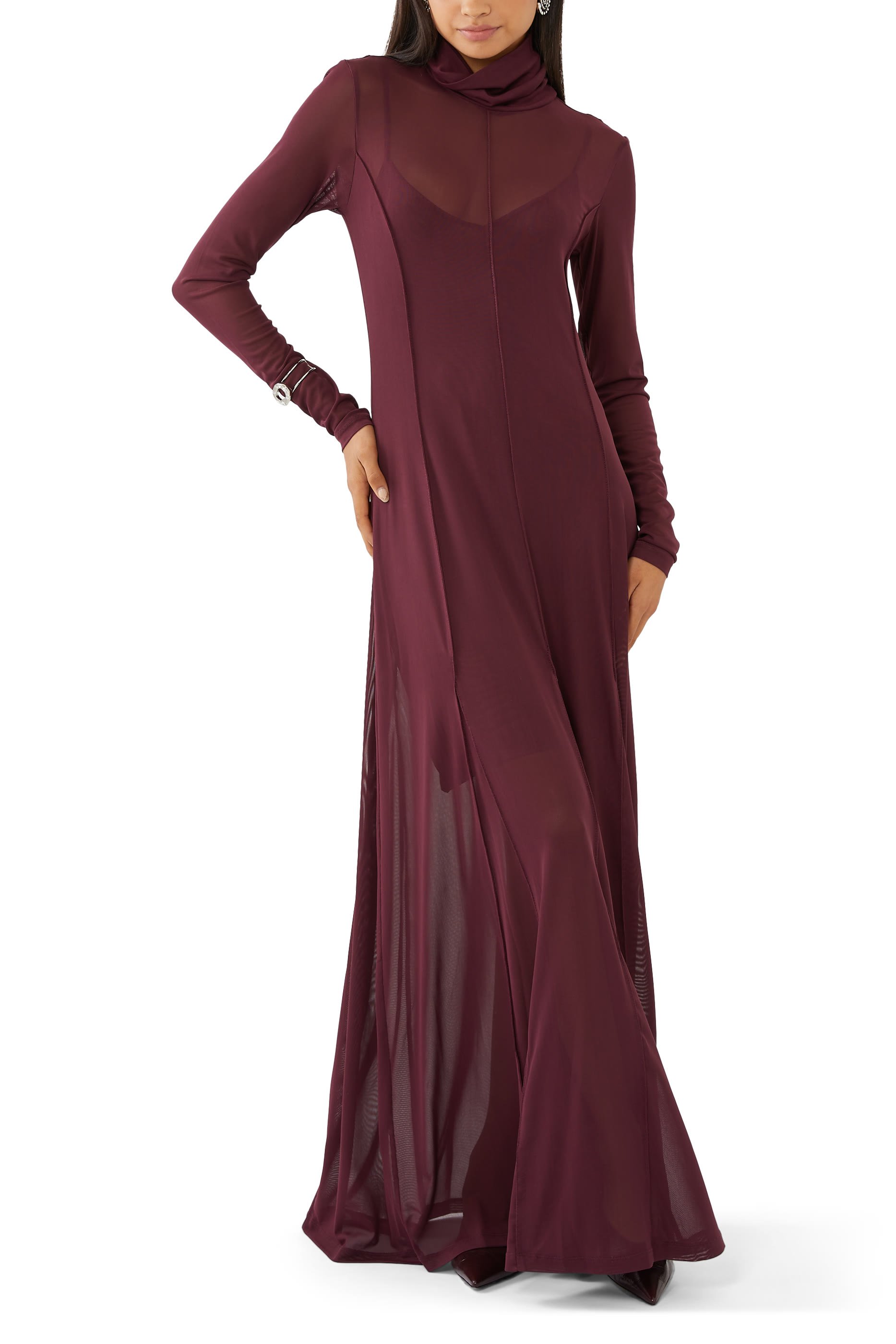 فستان طويل قماش شبكي