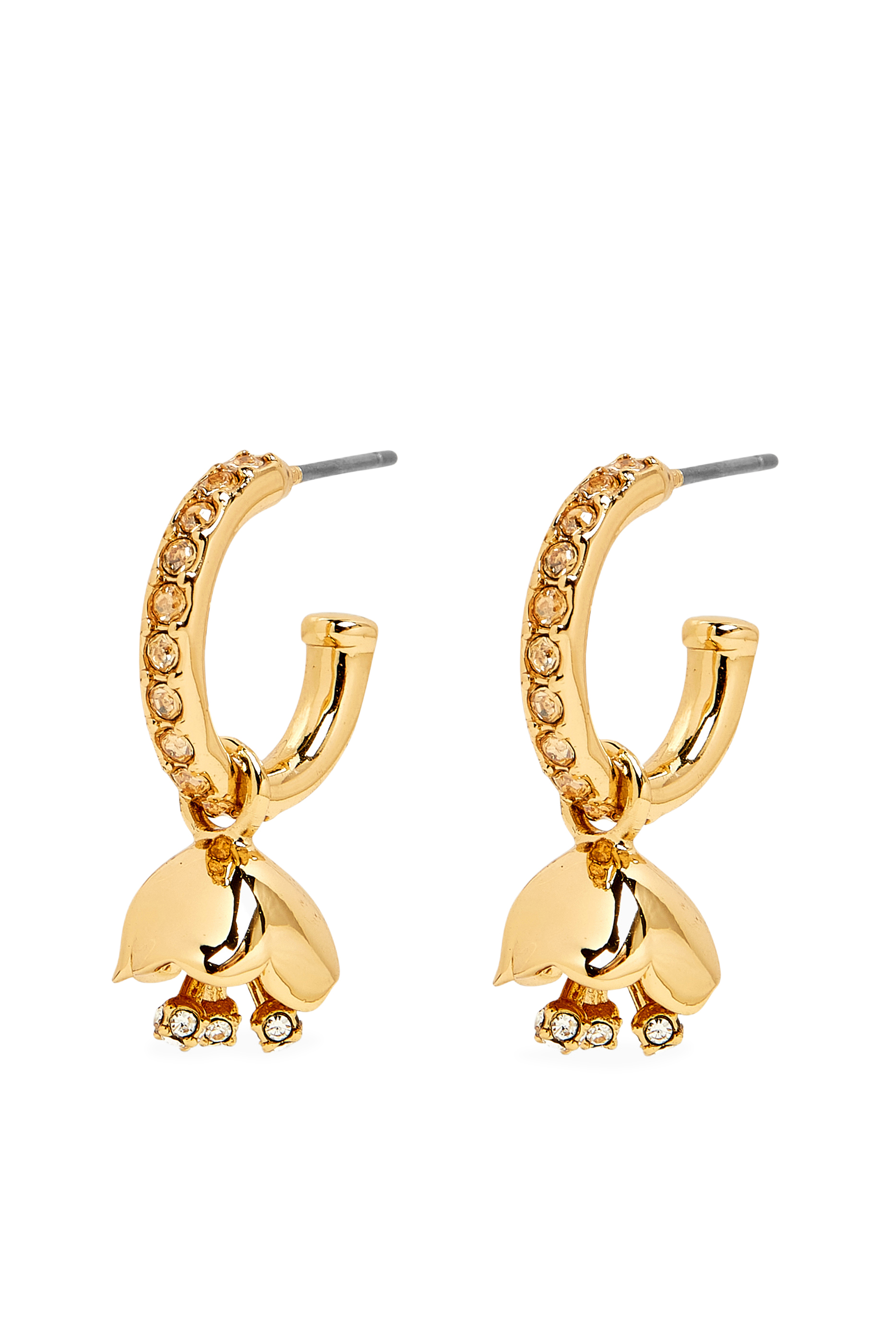 أقراط هاجي بتصميم بزهور مرصعة بأحجار زركونيا مكعبة نحاس مطلي