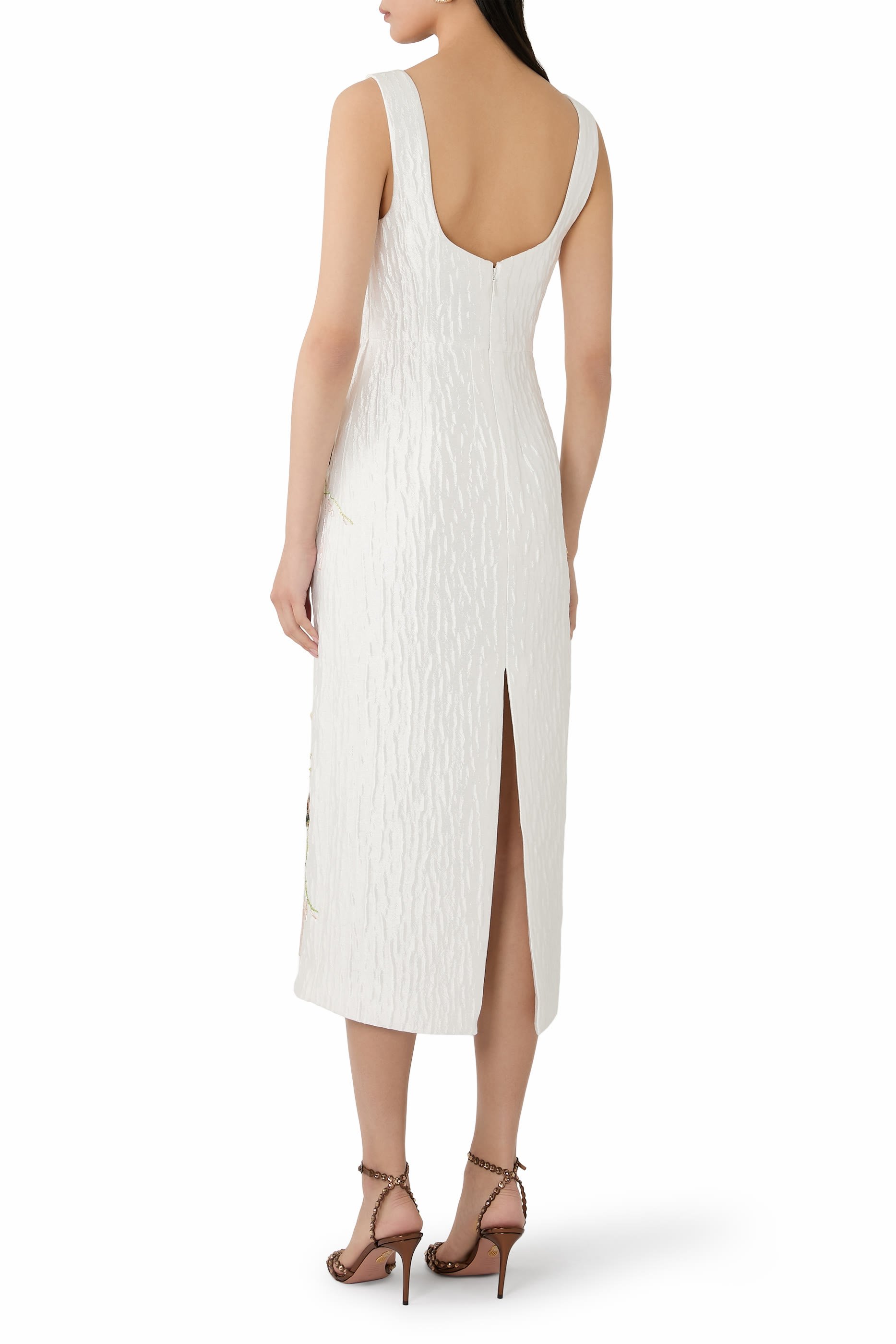 فستان ليليبيث متوسط ​​الطول بنقشة زهور جاكار