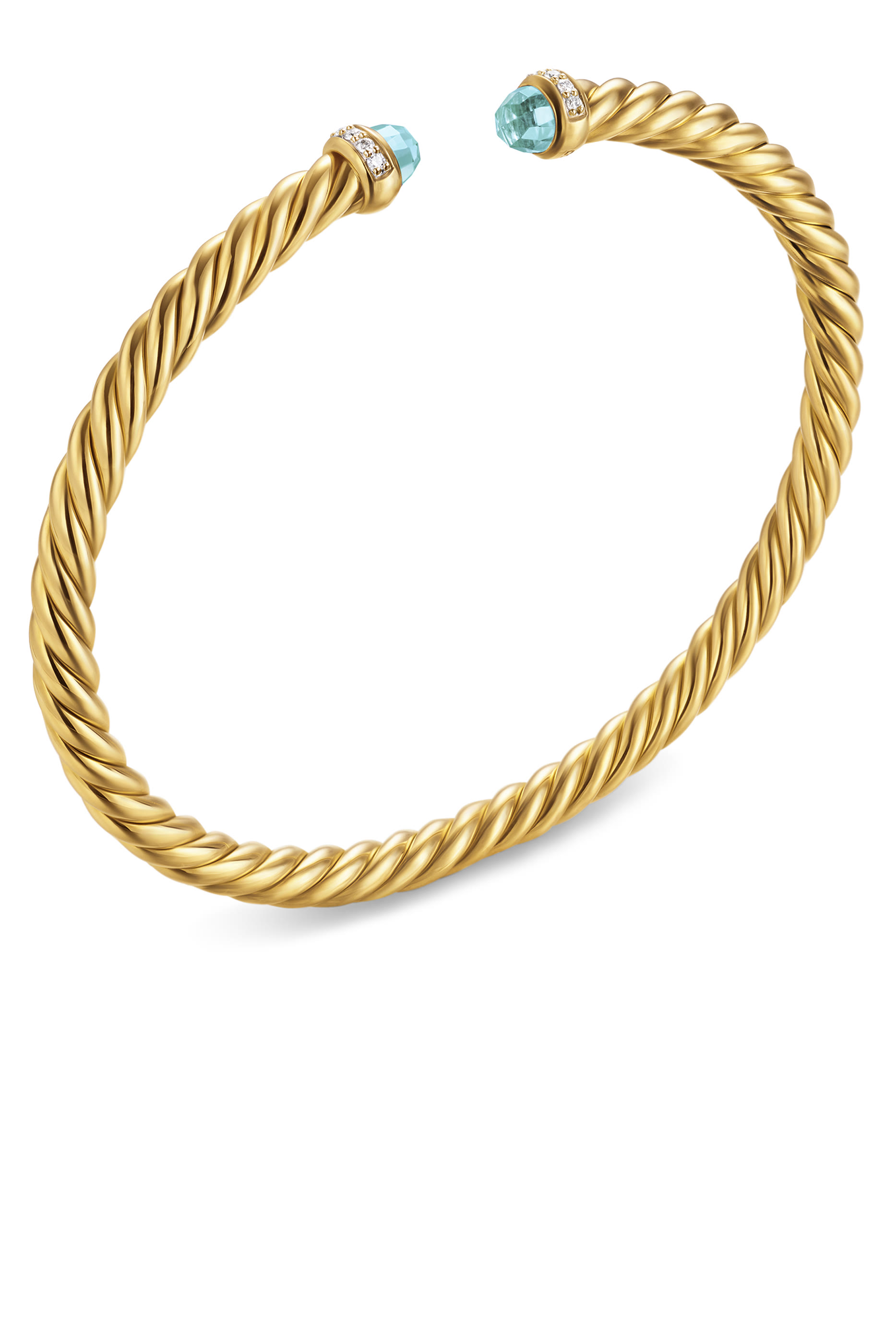 سوار كابلسبيرا فليكس مرصع بحجر الأكوامارين والماس، ذهب أصفر عيار 18