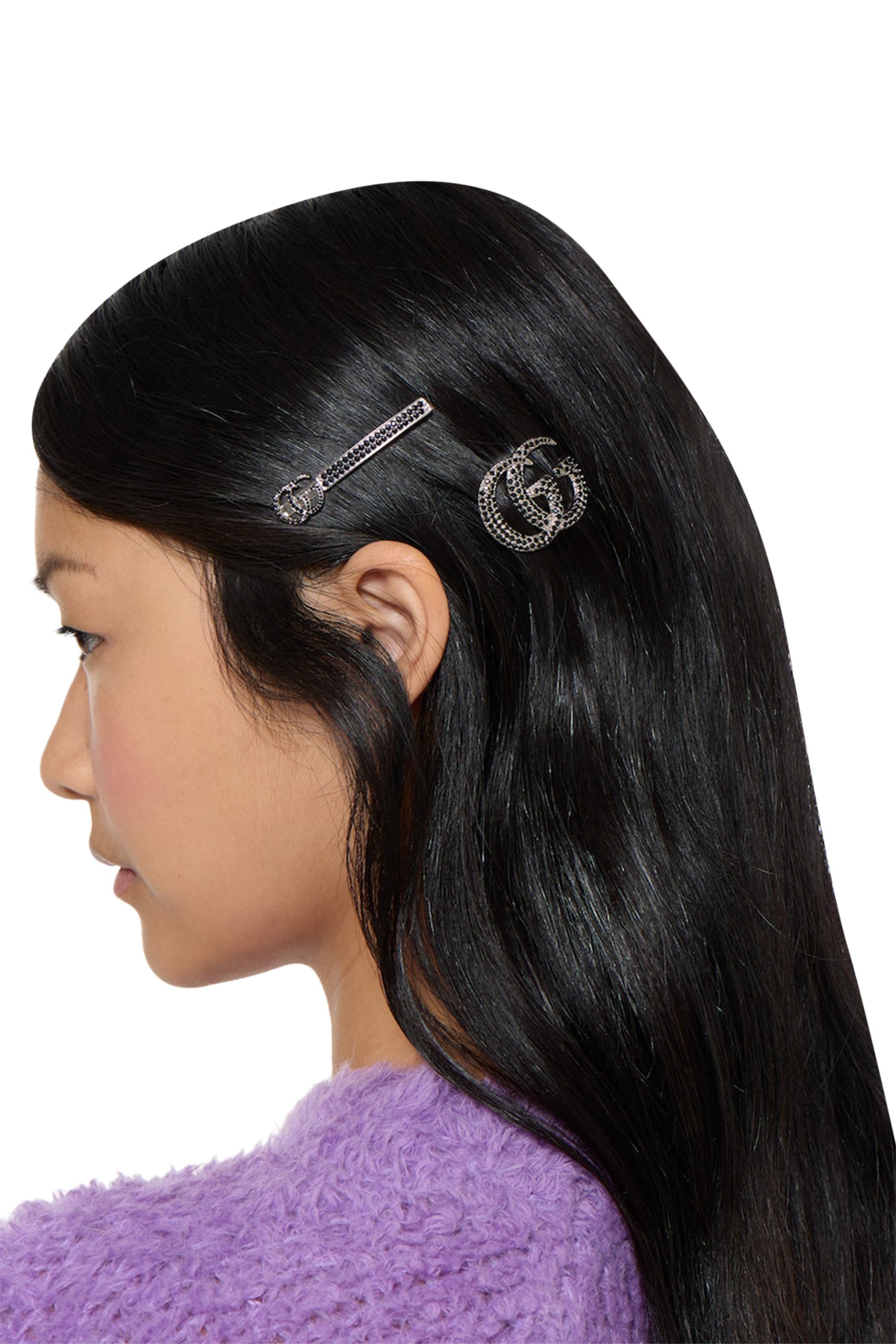 Double G Hair Slide Set with Crystals