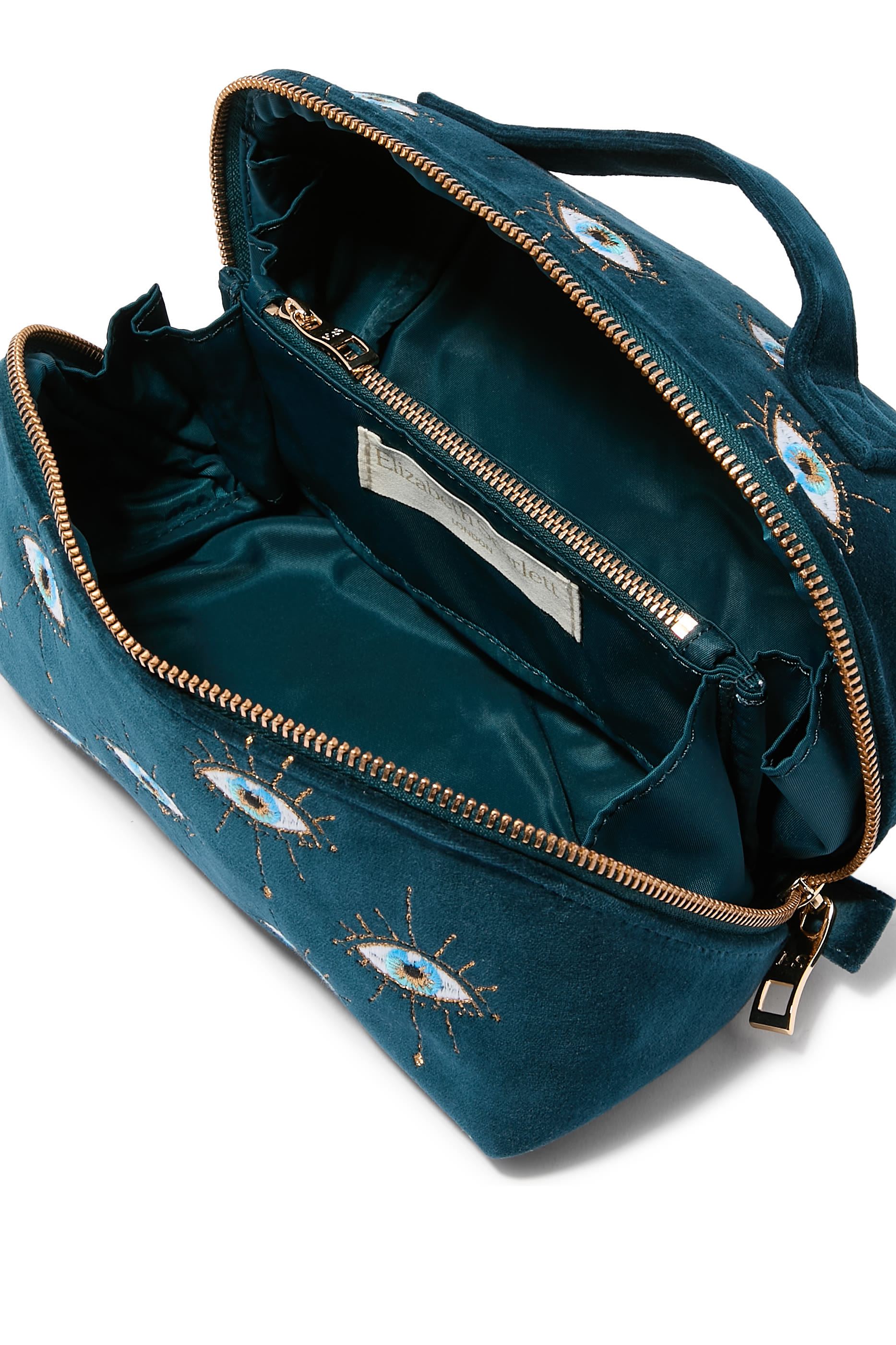 حقيبة مكياج مسطحة مزينة بتطريز عيون ميستيكال