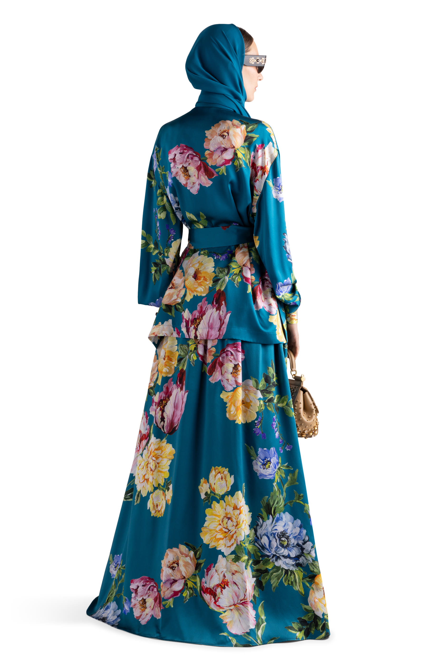 تنورة بنقشة فاوانيا حرير