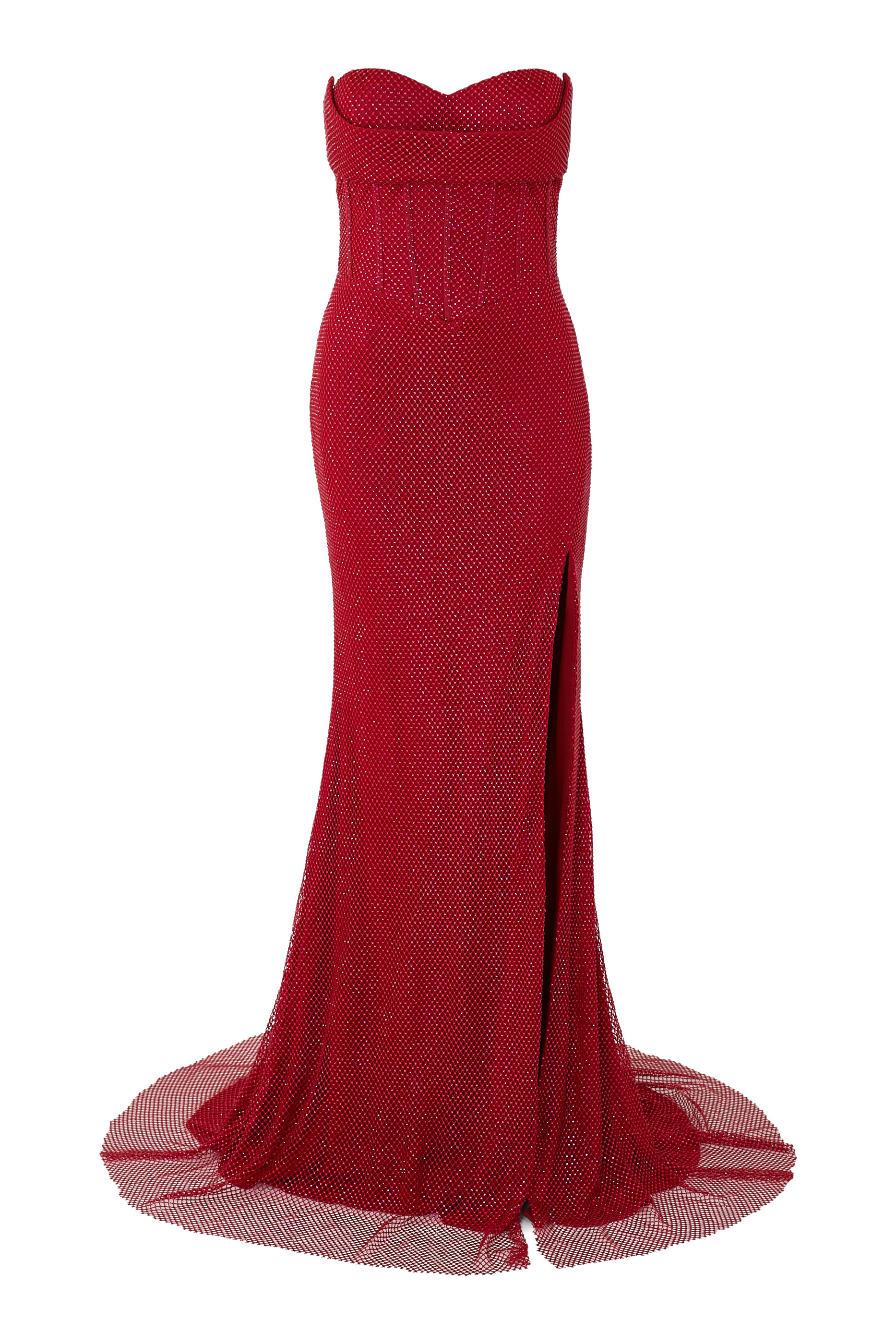 فستان سهرة بقصة ضيقة مرصع بأحجار الراين