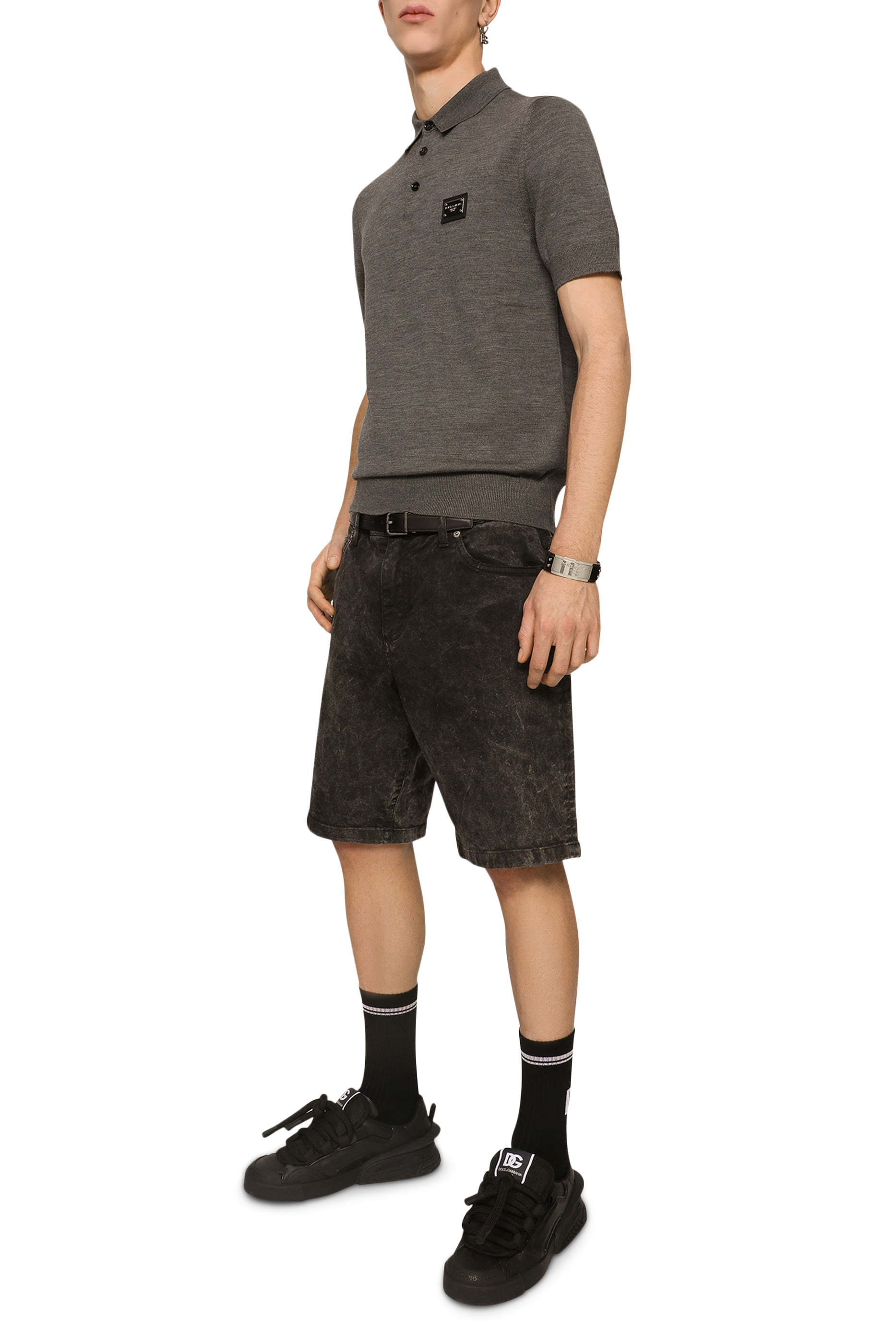 قميص بولو بشعار الماركة صوف