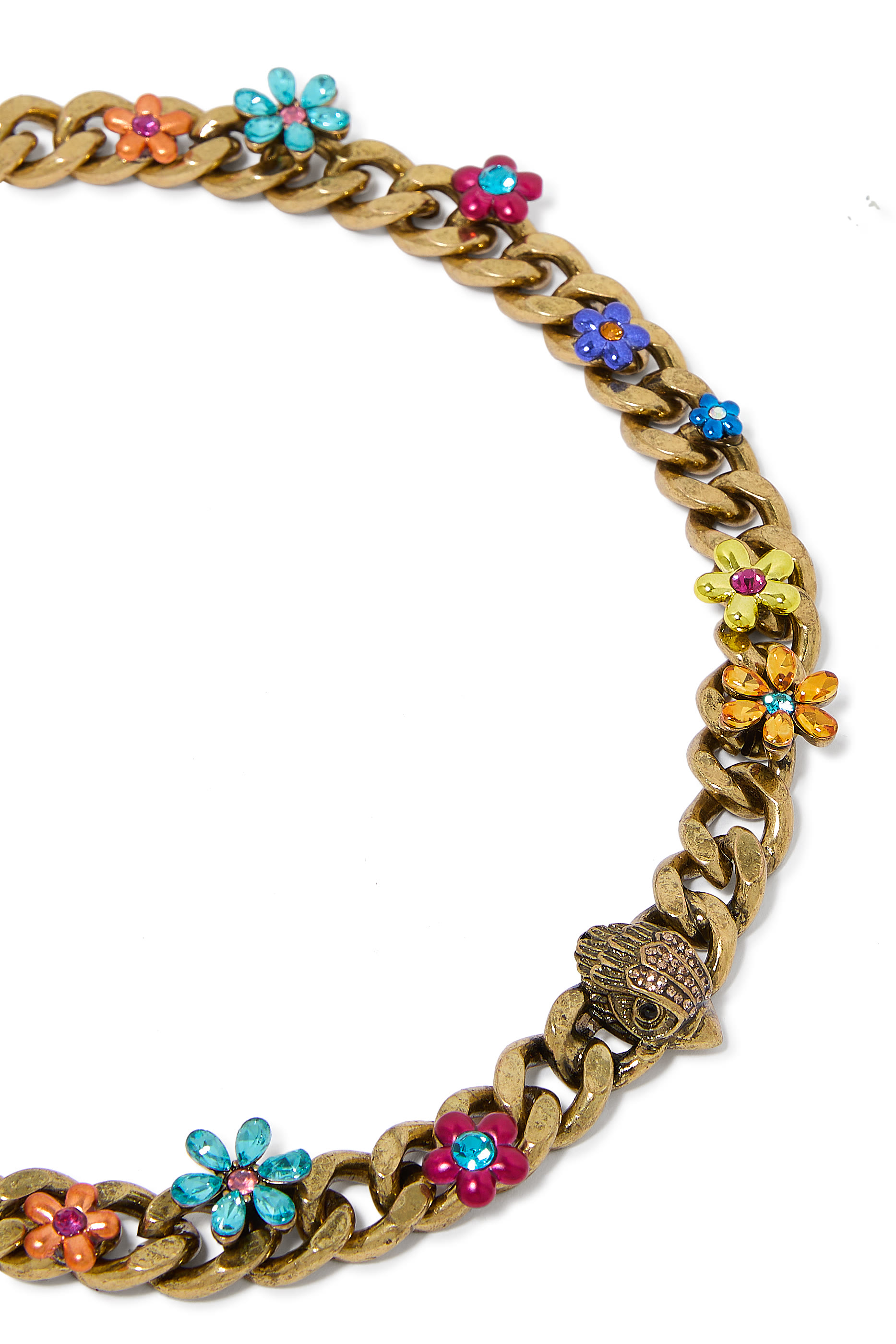 قلادة مزينة بحلي أزهار ونسر