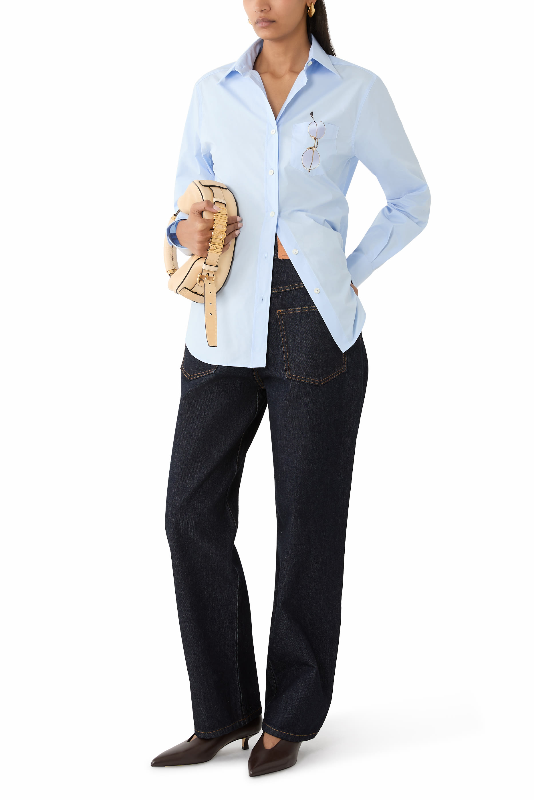 قميص بطبعات قطن بوبلين مطاطي